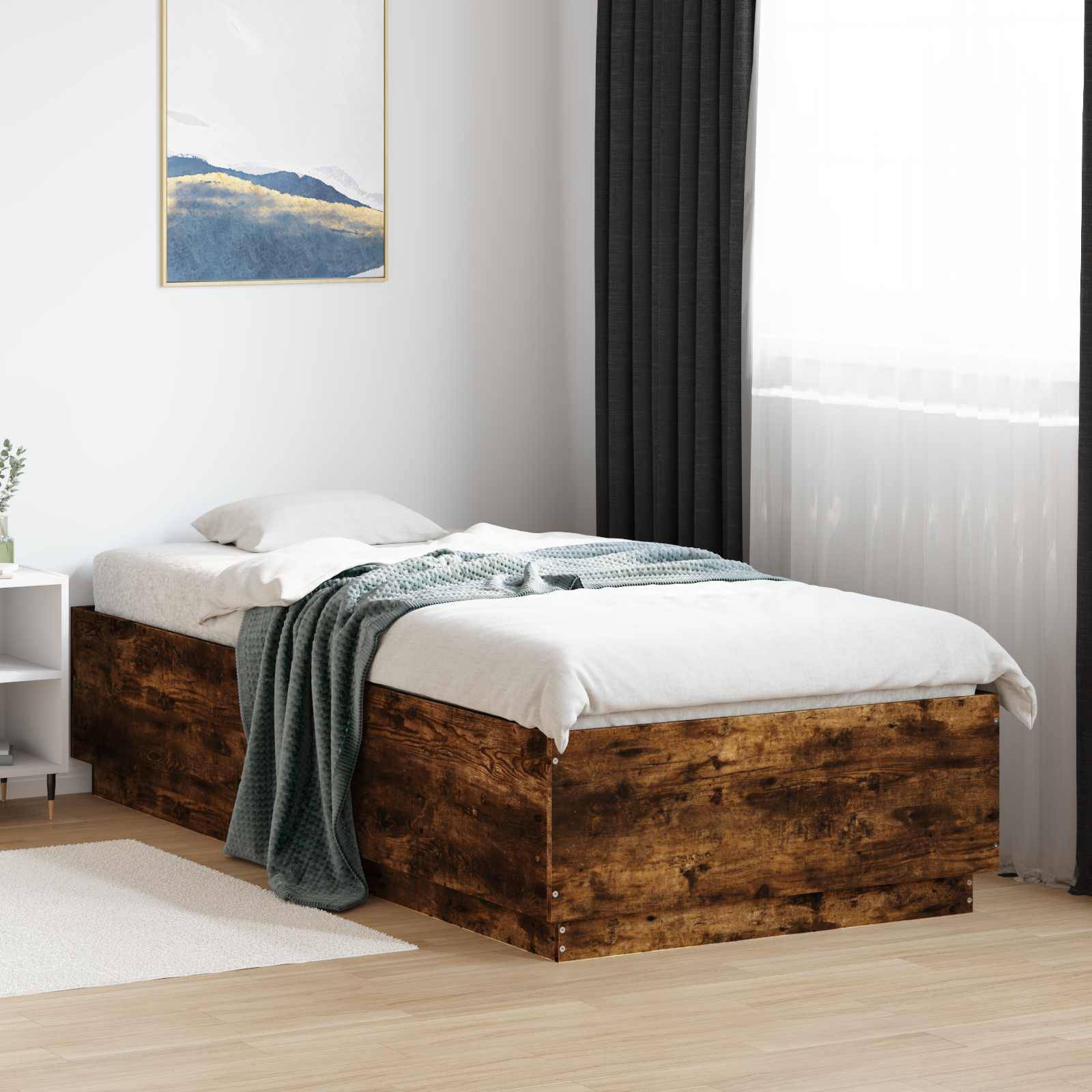 vidaXL Bettrahmen Geräucherte Eiche 80 x 200 cm Holzwerkstoff