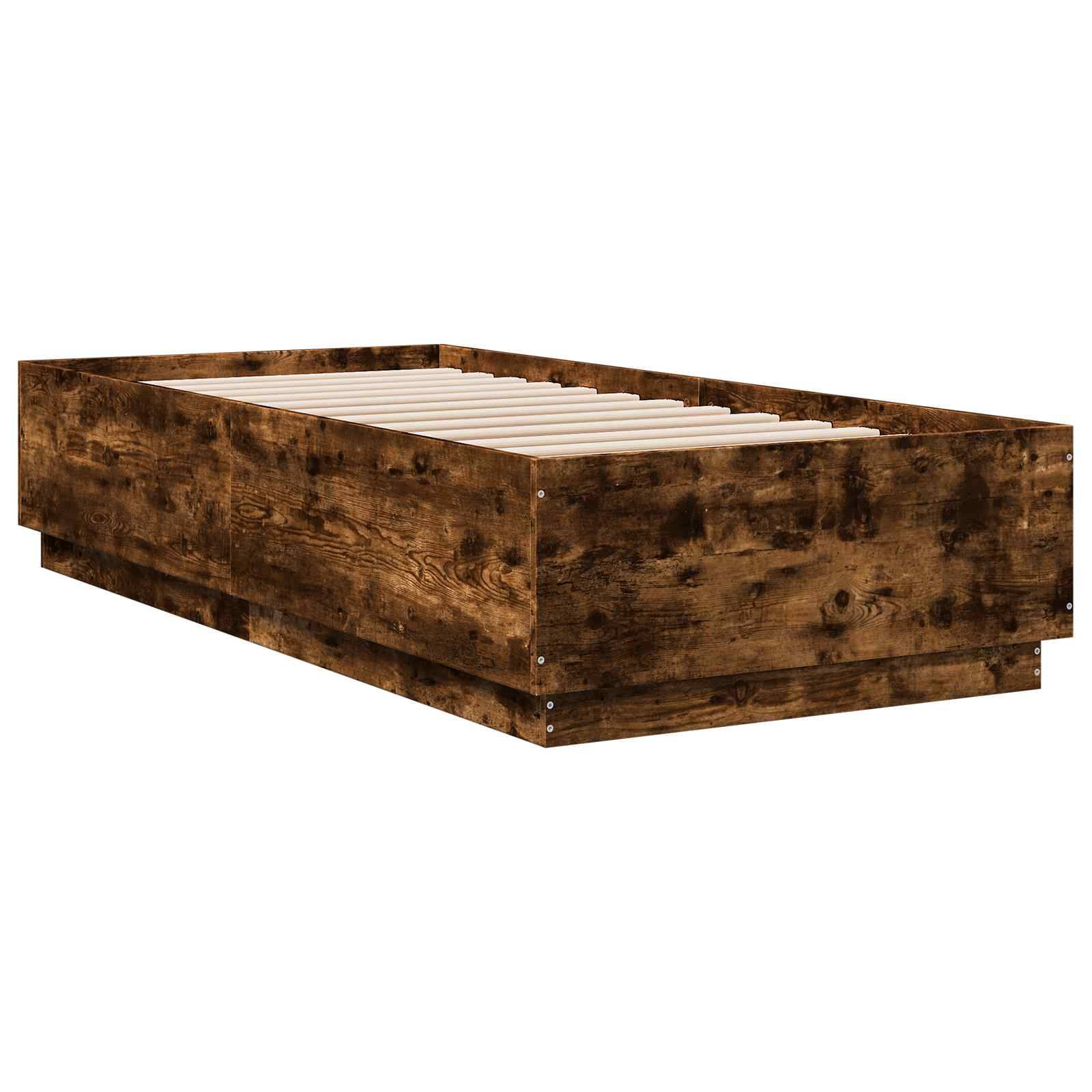 vidaXL Bettgestell mit LED Geräucherte Eiche 80 x 200 cm Holzwerkstoff
