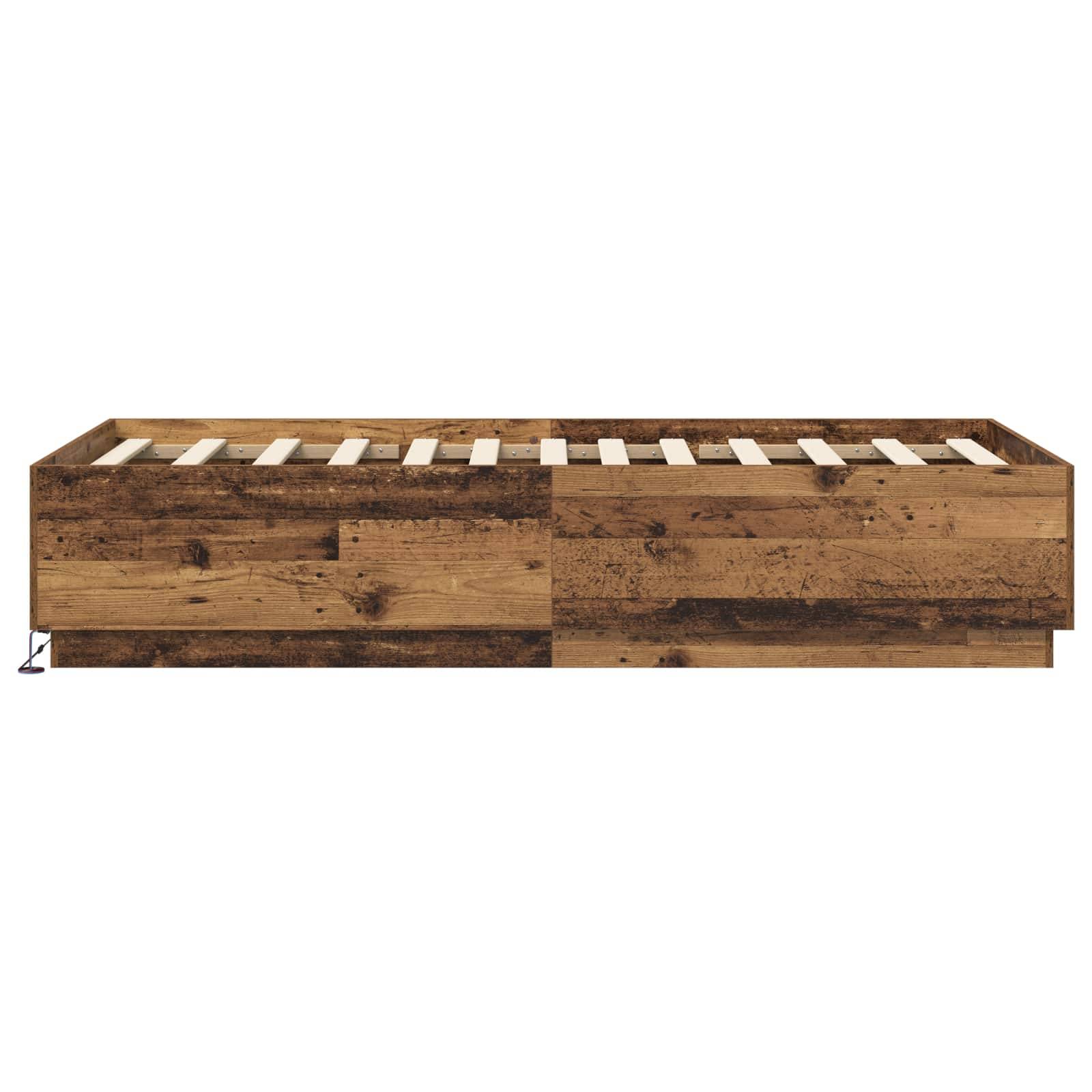 vidaXL Bettgestell mit LED Altholz 80 x 200 cm Holzwerkstoff