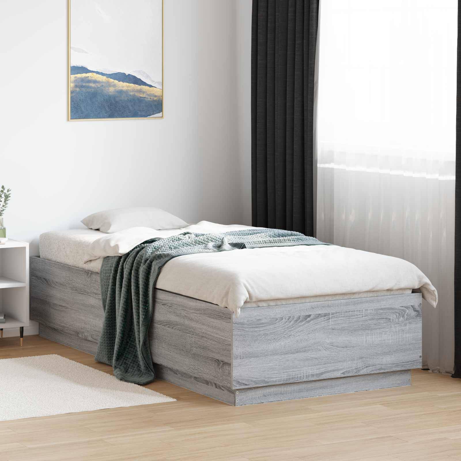 vidaXL Bettrahmen Grau Sonoma 80 x 200 cm Holzwerkstoff