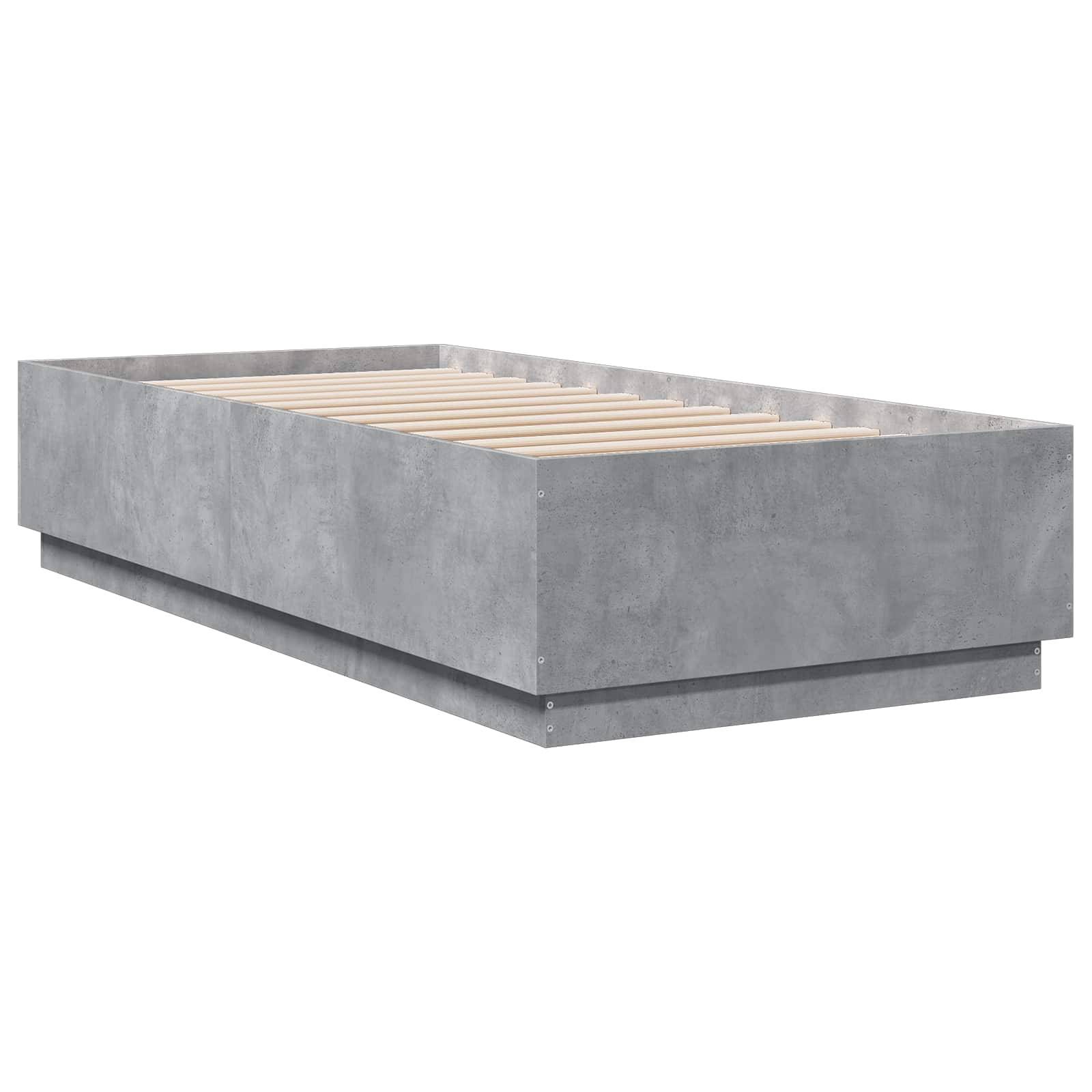 vidaXL Bettgestell mit LED Betongrau 80 x 200 cm Holzwerkstoff