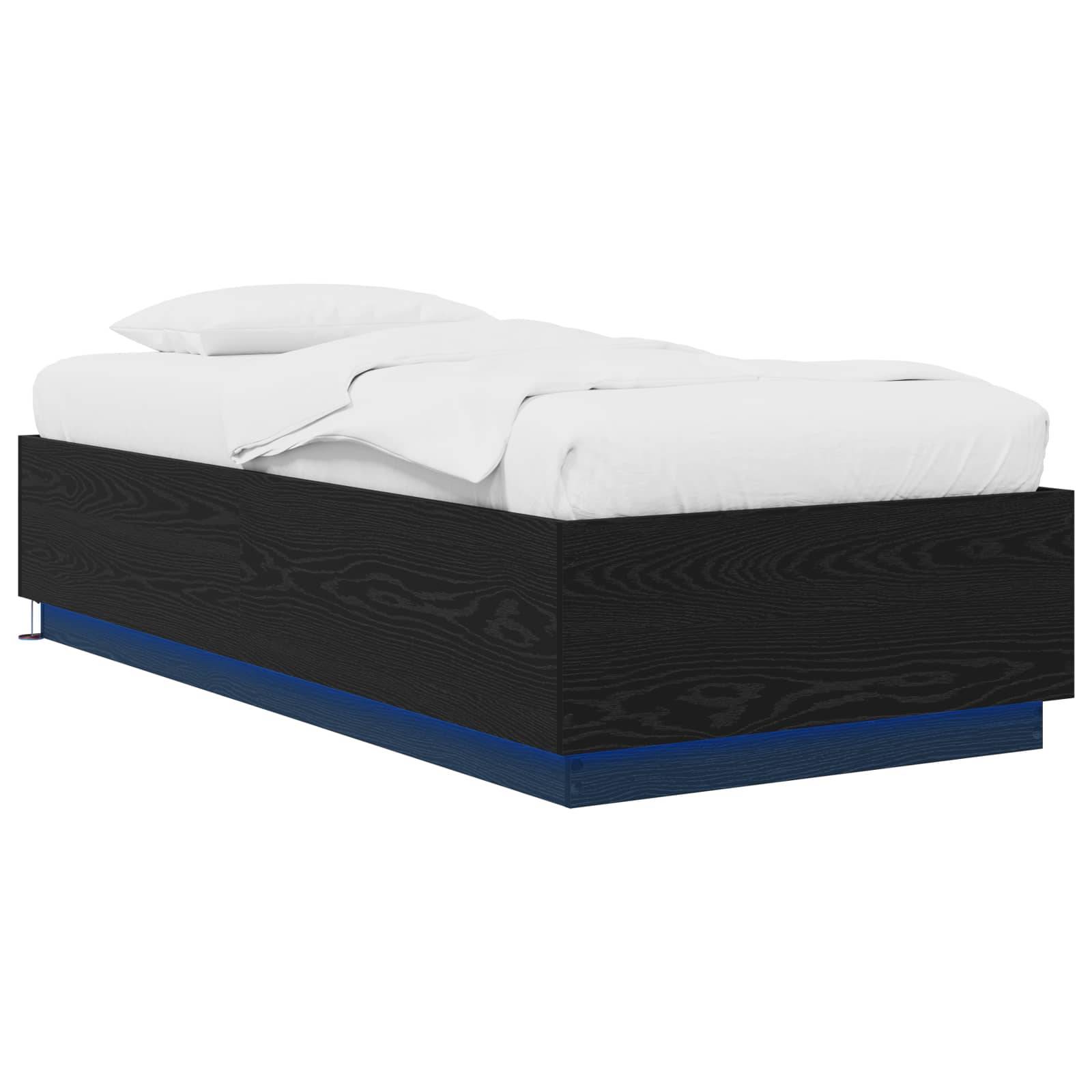 vidaXL Bettgestell mit LED Schwarze Eiche 80 x 200 cm Holzwerkstoff