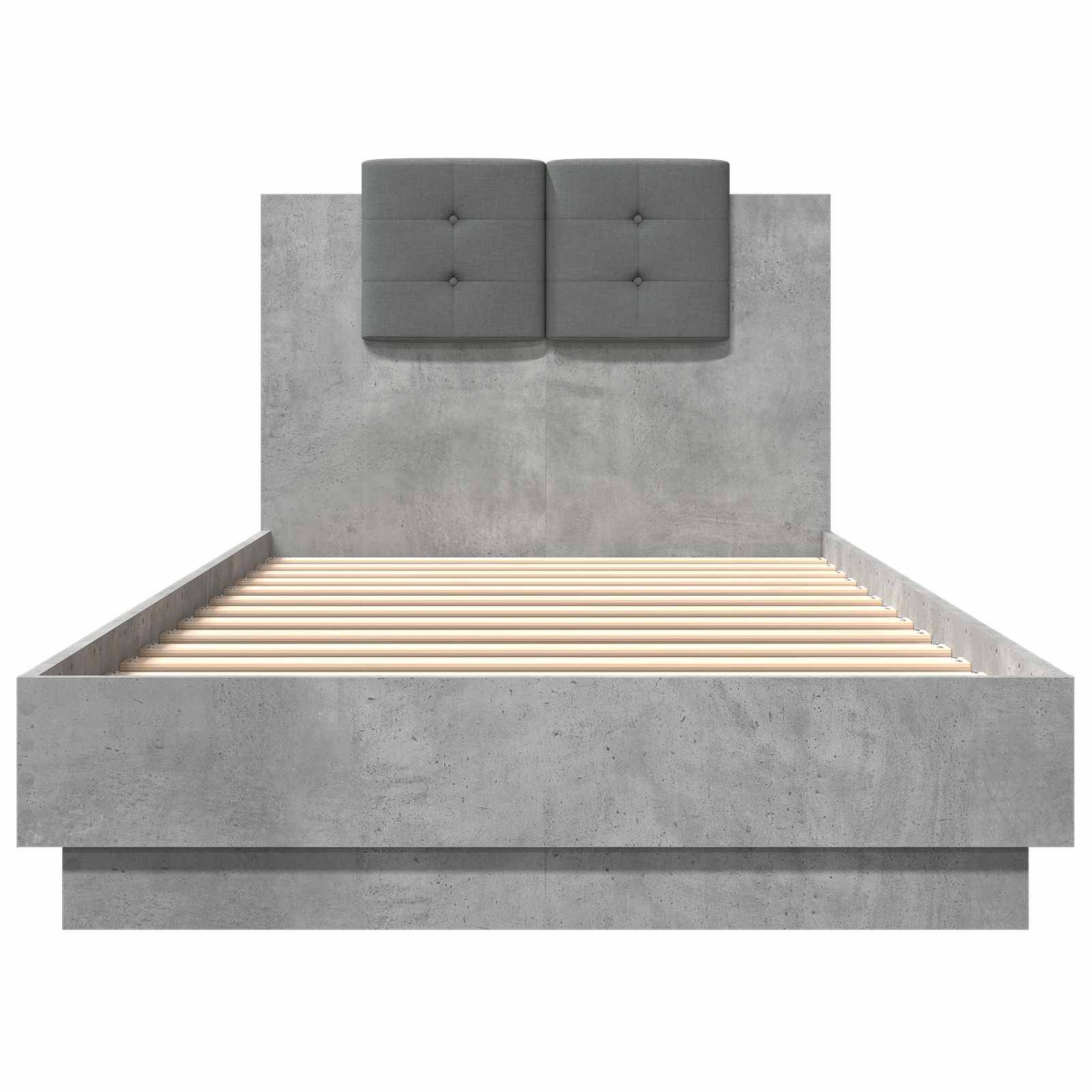 vidaXL Bettgestell mit Kopfteil Betongrau 80 x 200 cm Holzwerkstoff