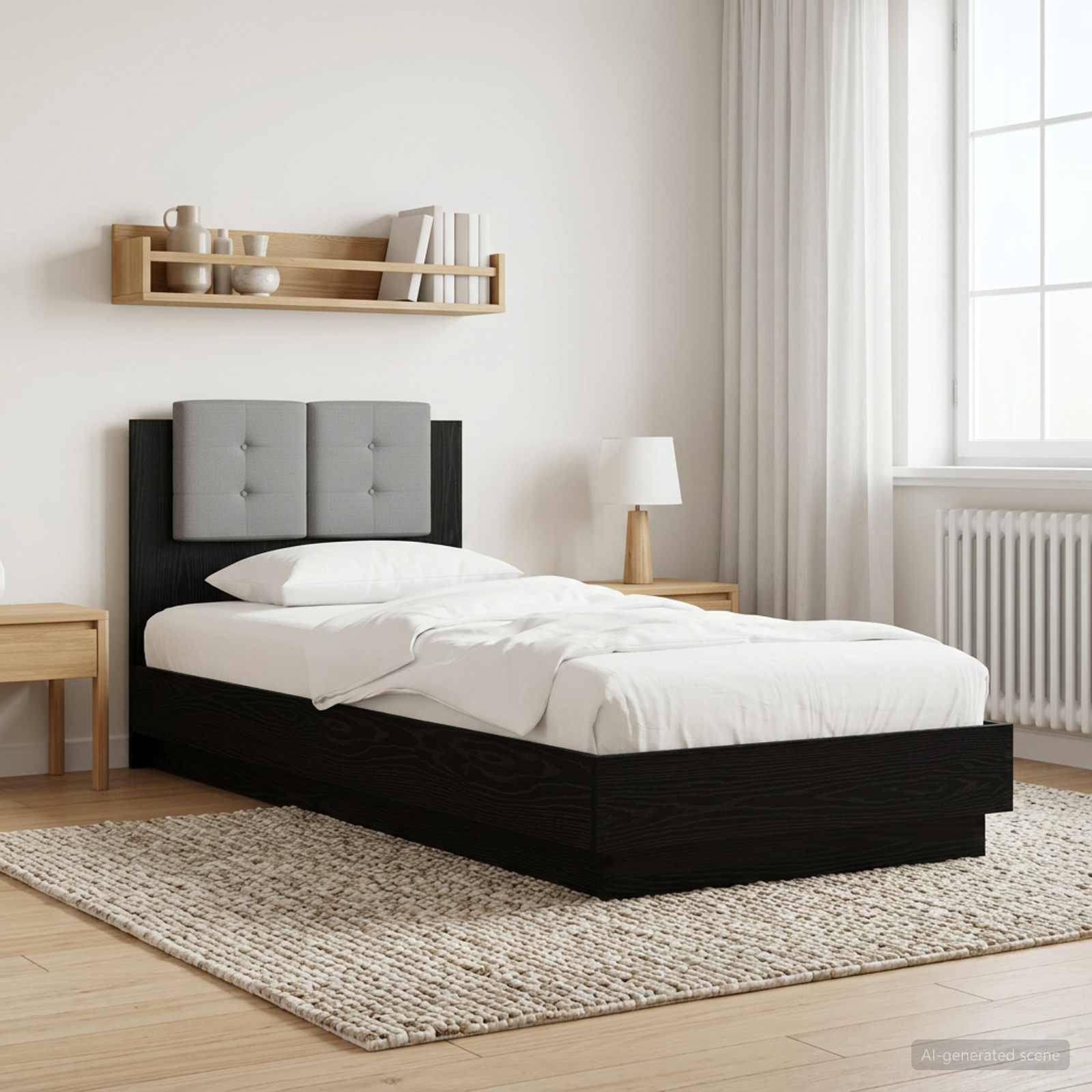 vidaXL Bettgestell mit Kopfteil Schwarze Eiche 80 x 200 cm