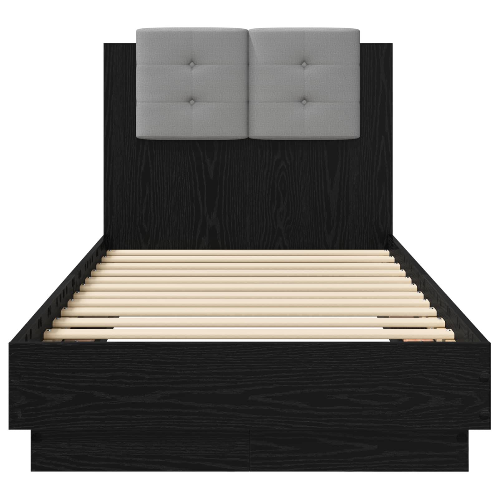 vidaXL Bettgestell mit Kopfteil Schwarze Eiche 80 x 200 cm