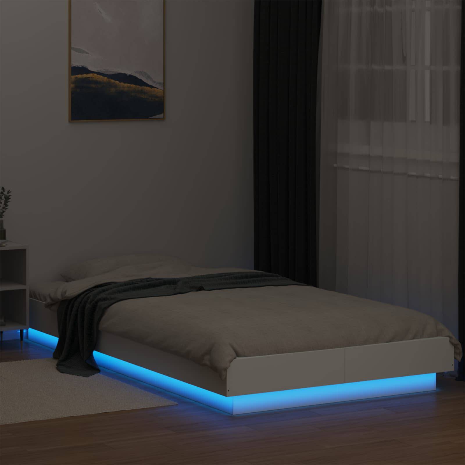 vidaXL Bettgestell mit LED Weiß 80 x 200 cm Holzwerkstoff