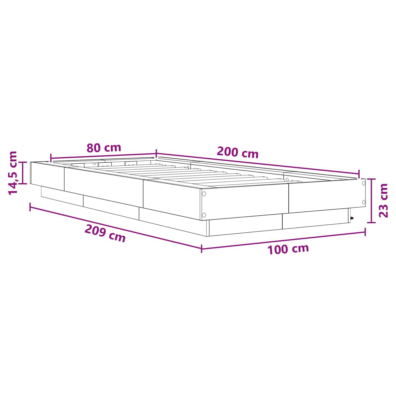vidaXL Bettgestell mit LED Weiß 80 x 200 cm Holzwerkstoff