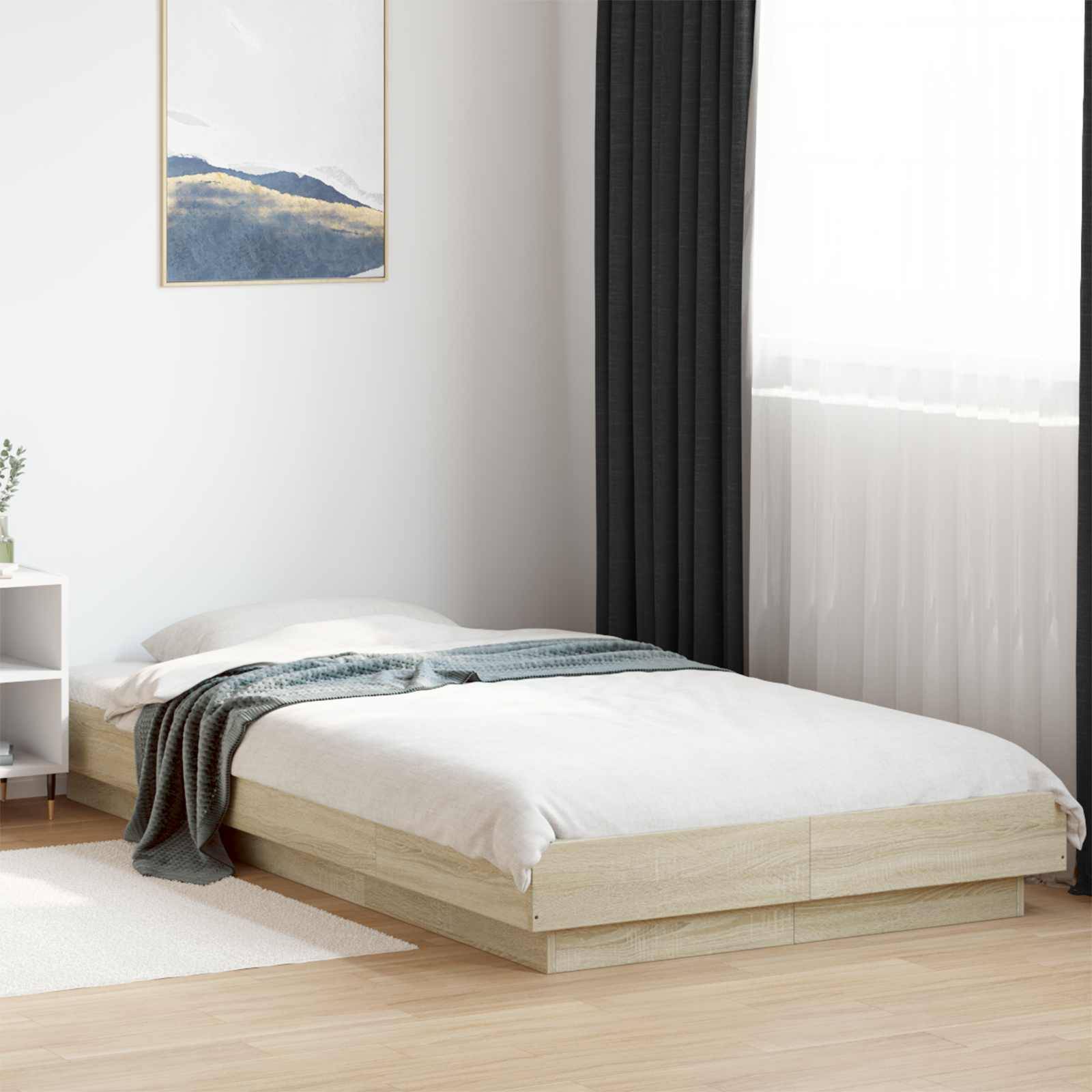 vidaXL Bodenbettgestell Sonoma-Eiche 80 x 210 cm Holzwerkstoff