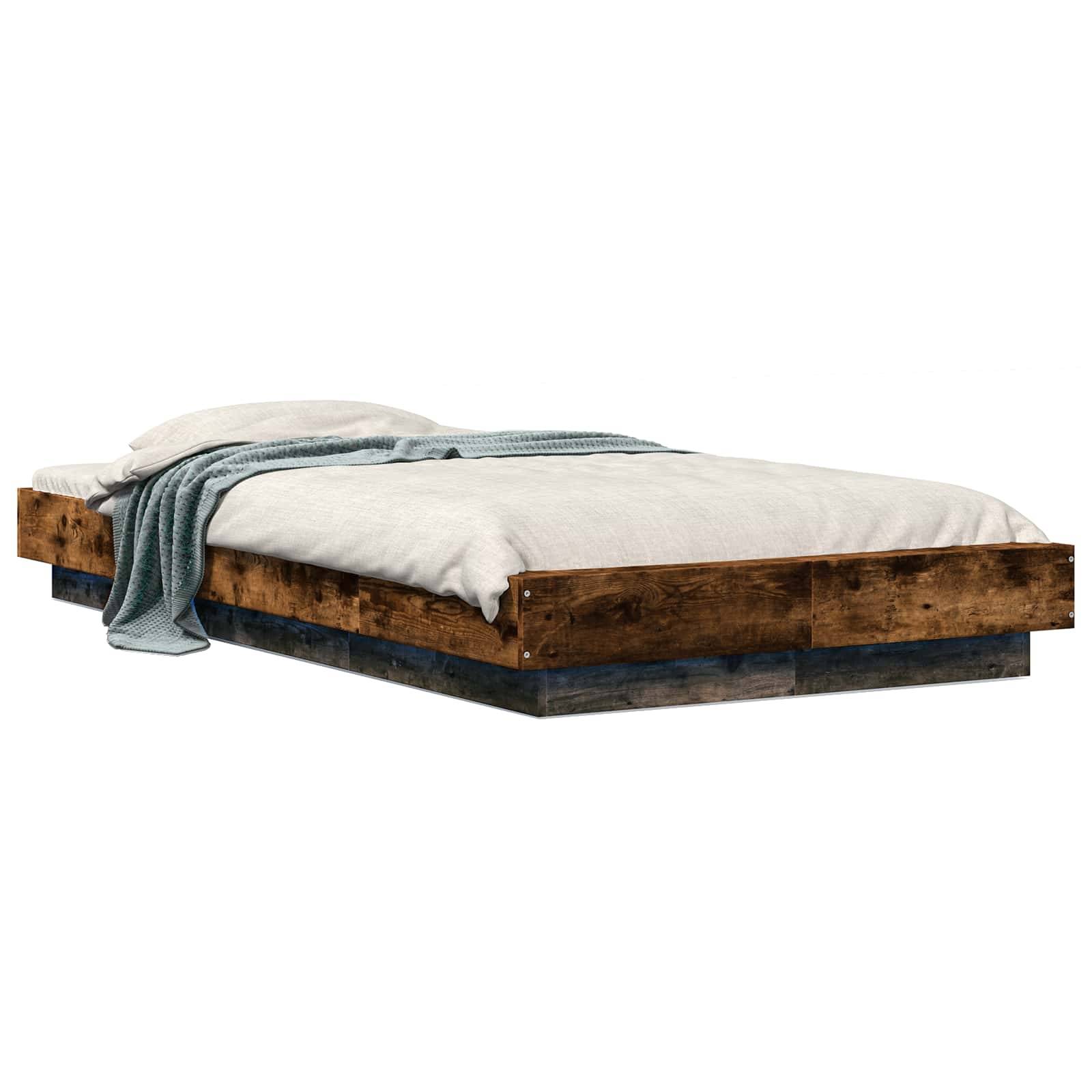 vidaXL Bettgestell mit LED Geräucherte Eiche 80 x 200 cm Holzwerkstoff