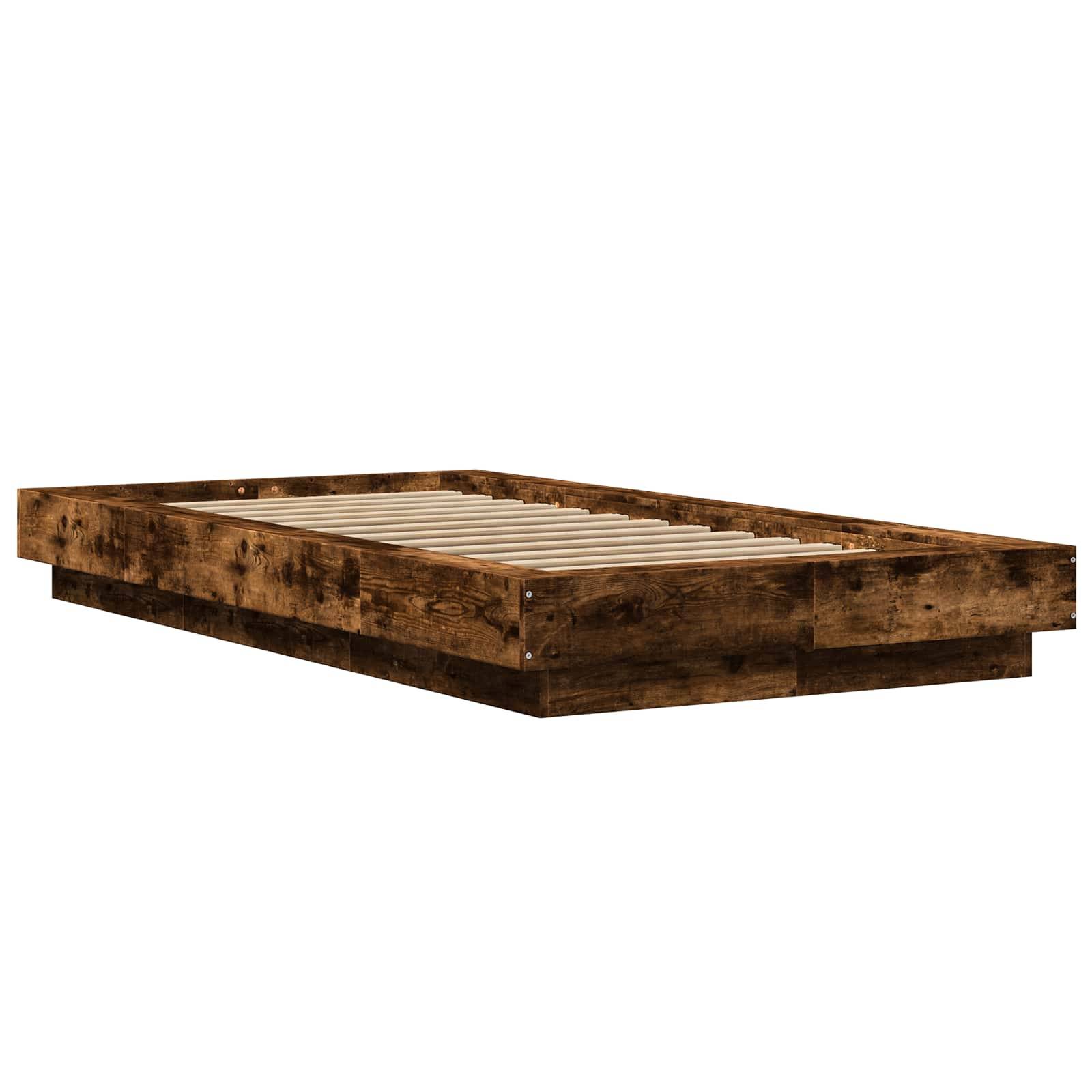 vidaXL Bettgestell mit LED Geräucherte Eiche 80 x 200 cm Holzwerkstoff