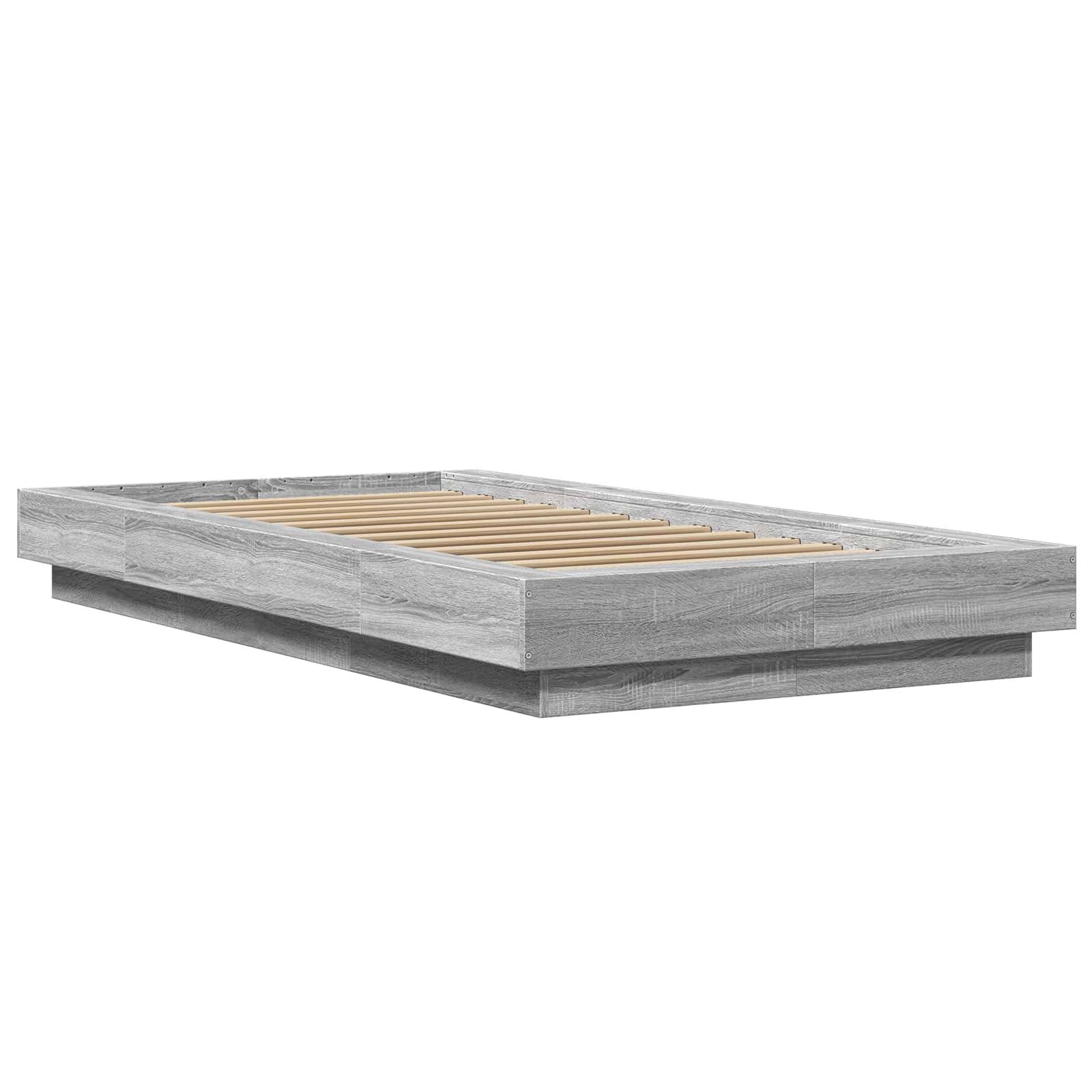 vidaXL Bettgestell mit LED Grau Sonoma 80 x 200 cm Holzwerkstoff