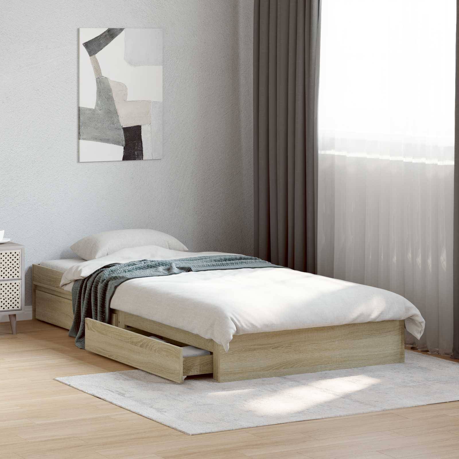 vidaXL Bettgestell mit Stauraum Sonoma-Eiche 80 x 200 cm Holzwerkstoff