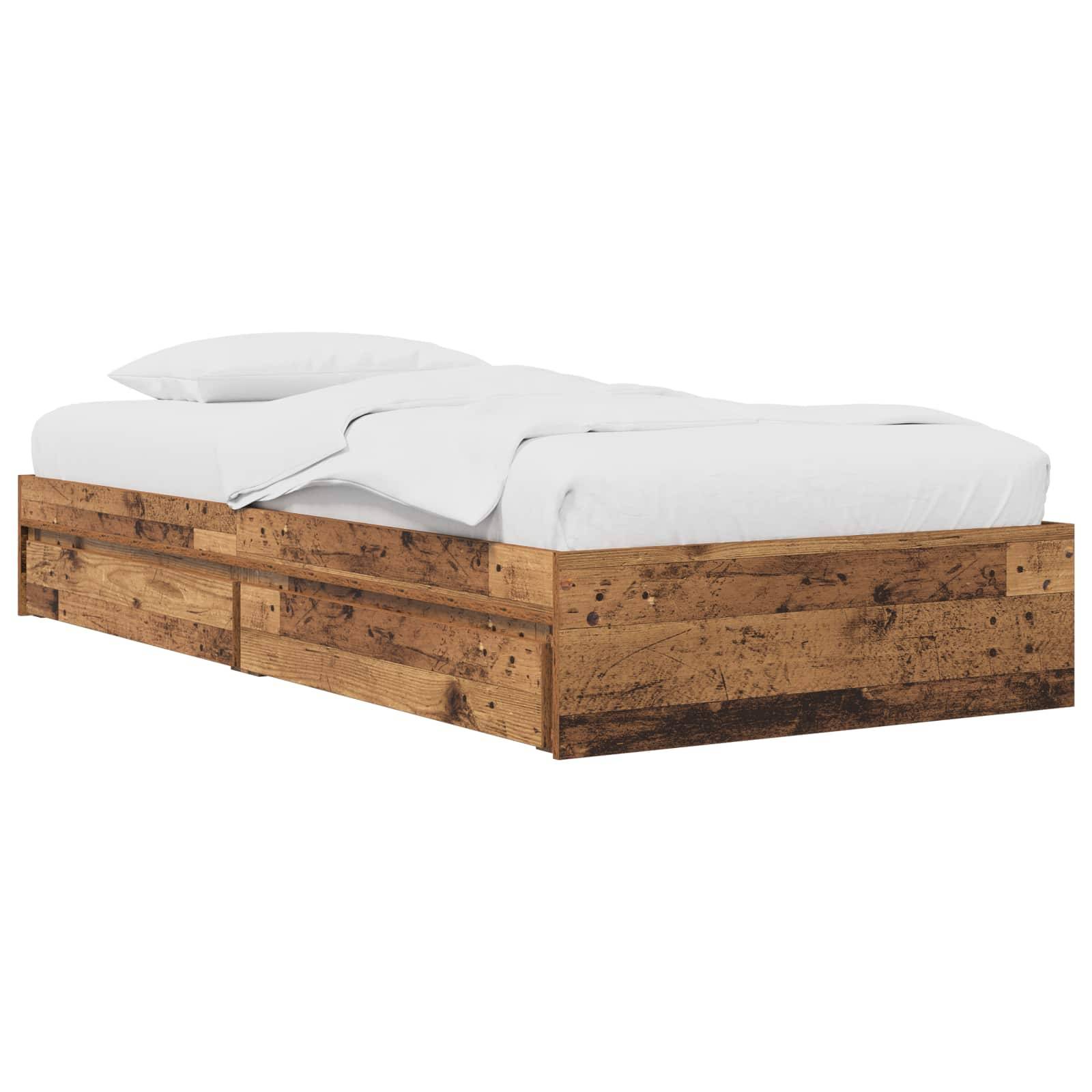 vidaXL Bettgestell mit Stauraum Altholz 80 x 200 cm Holzwerkstoff