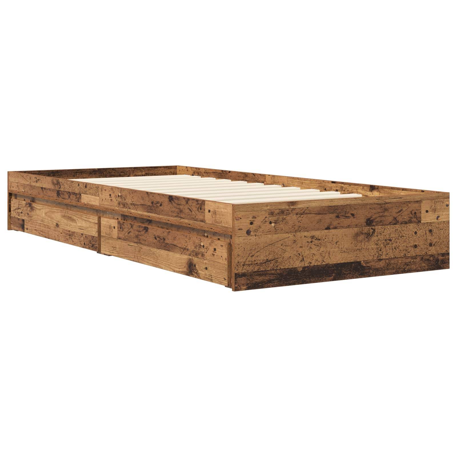 vidaXL Bettgestell mit Stauraum Altholz 80 x 200 cm Holzwerkstoff