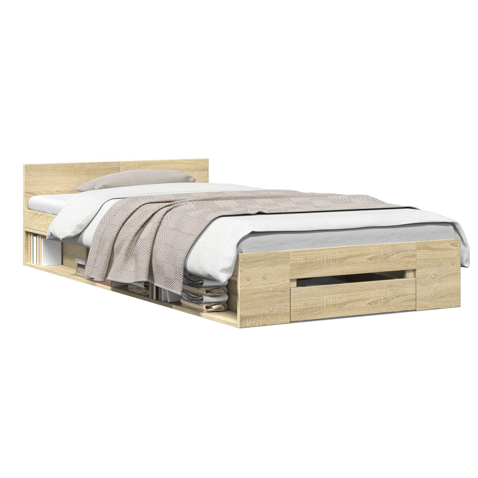 vidaXL Bettgestell mit Stauraum Sonoma-Eiche 80 x 200 cm Holzwerkstoff
