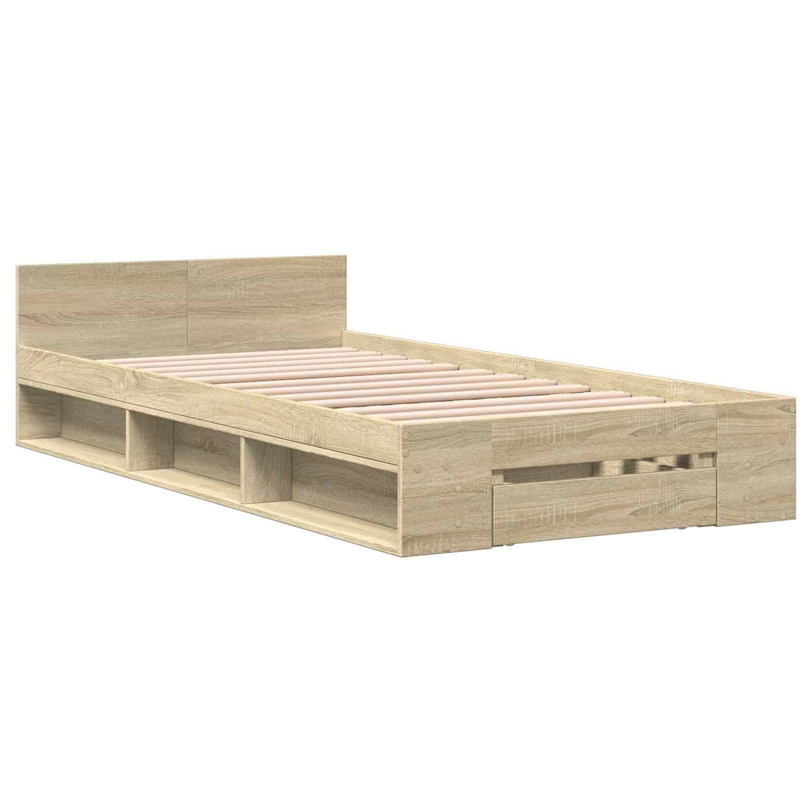 vidaXL Bettgestell mit Stauraum Sonoma-Eiche 80 x 200 cm Holzwerkstoff