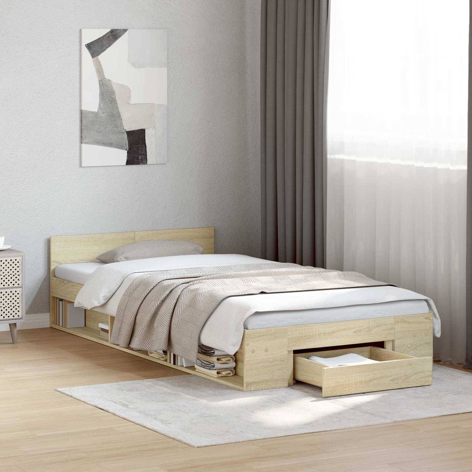 vidaXL Bettgestell mit Stauraum Sonoma-Eiche 80 x 200 cm Holzwerkstoff