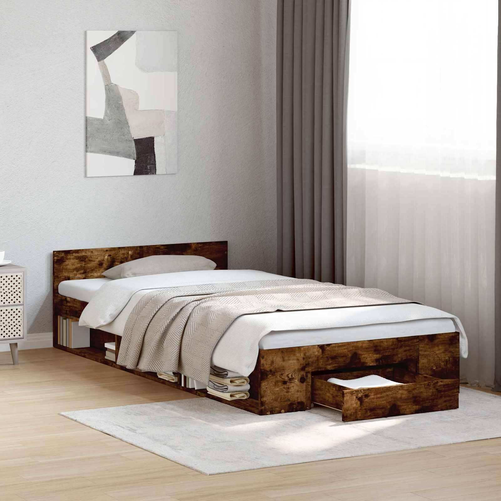 vidaXL Bettgestell mit Stauraum Geräucherte Eiche 80 x 200 cm
