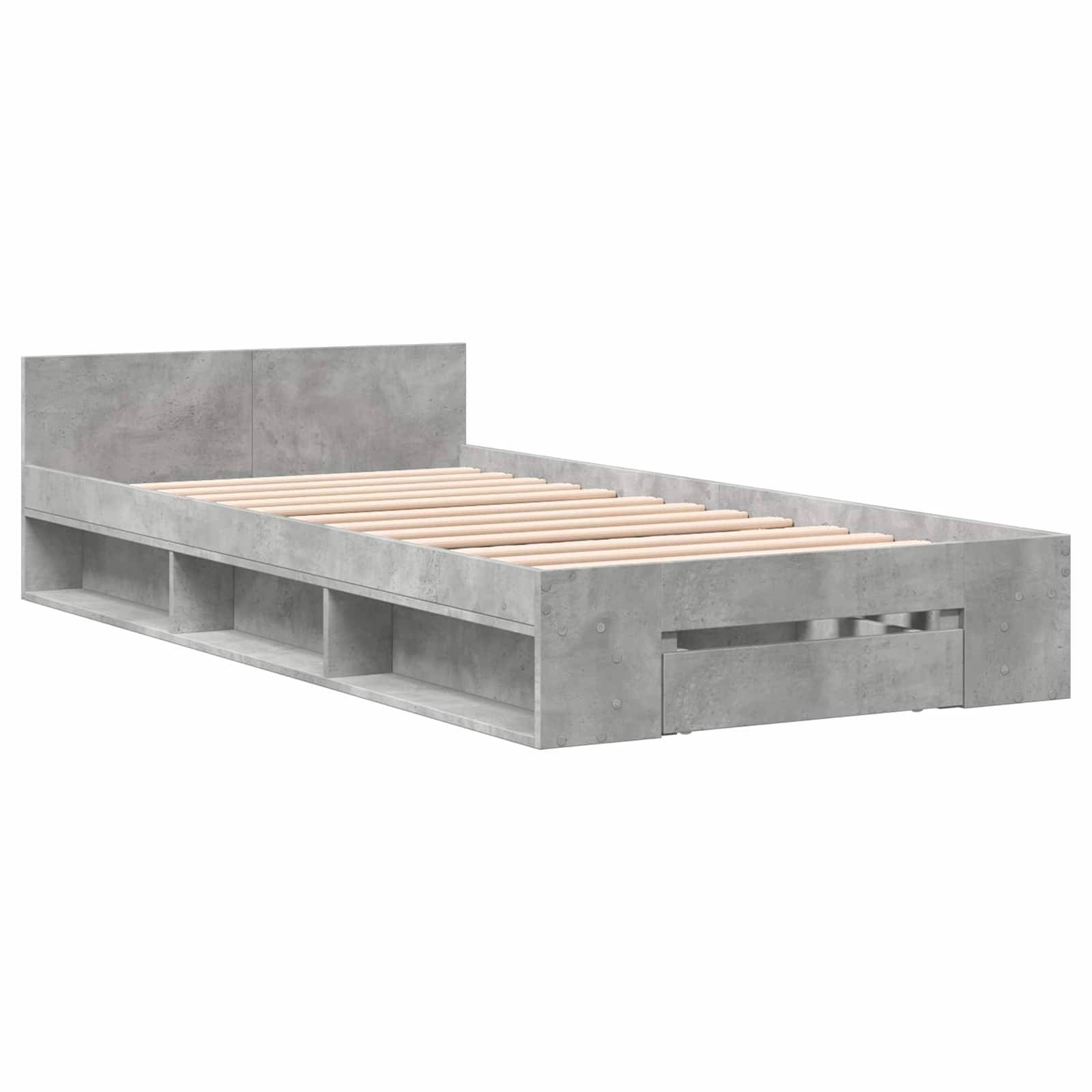 vidaXL Bettgestell mit Stauraum Betongrau 80 x 200 cm Holzwerkstoff