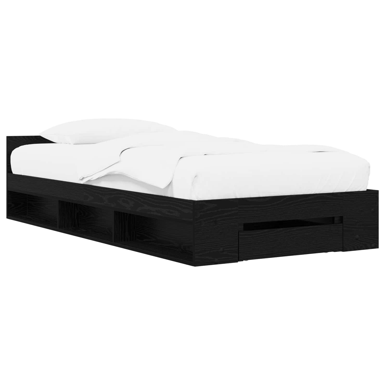 vidaXL Bettgestell mit Stauraum mit Regal Schwarze Eiche 80 x 200 cm
