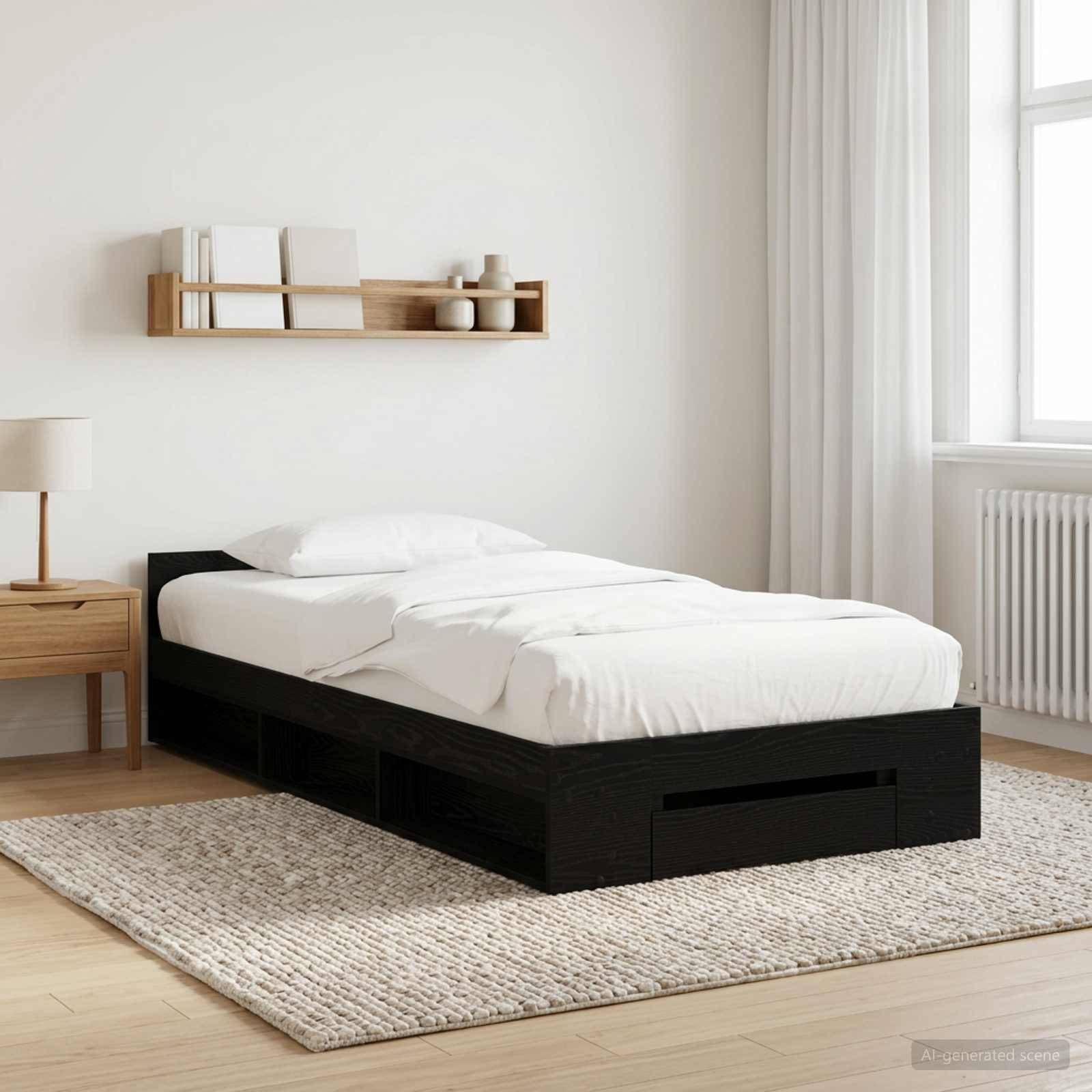 vidaXL Bettgestell mit Stauraum mit Regal Schwarze Eiche 80 x 200 cm