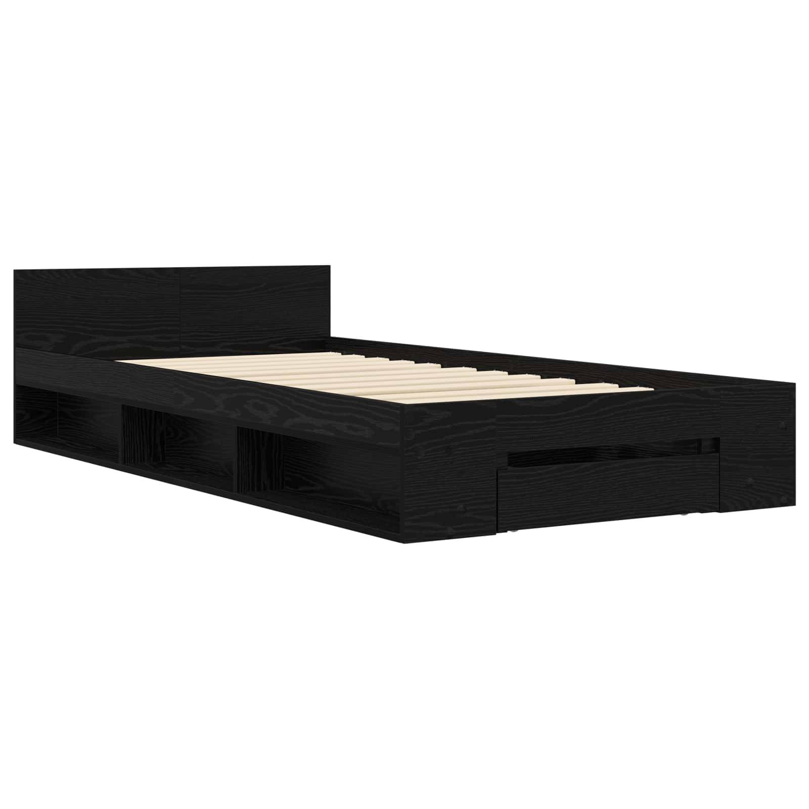 vidaXL Bettgestell mit Stauraum mit Regal Schwarze Eiche 80 x 200 cm