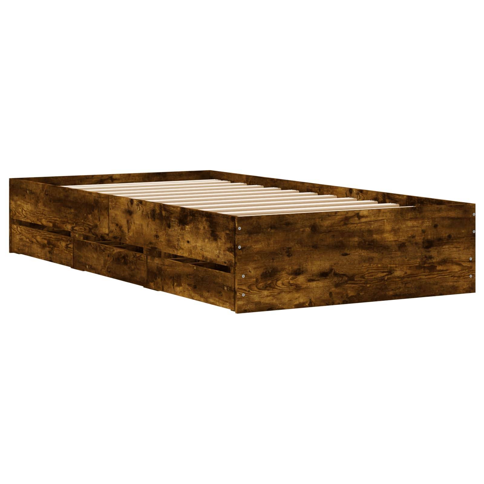vidaXL Bettgestell mit Stauraum Geräucherte Eiche 80 x 200 cm