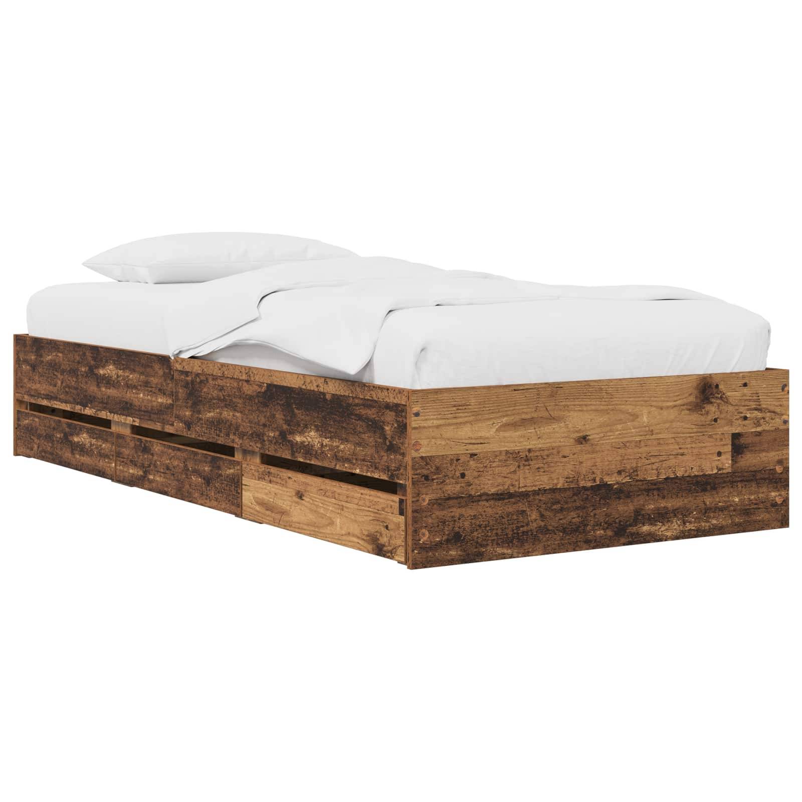 vidaXL Bettgestell mit Stauraum Altholz 80 x 200 cm Holzwerkstoff