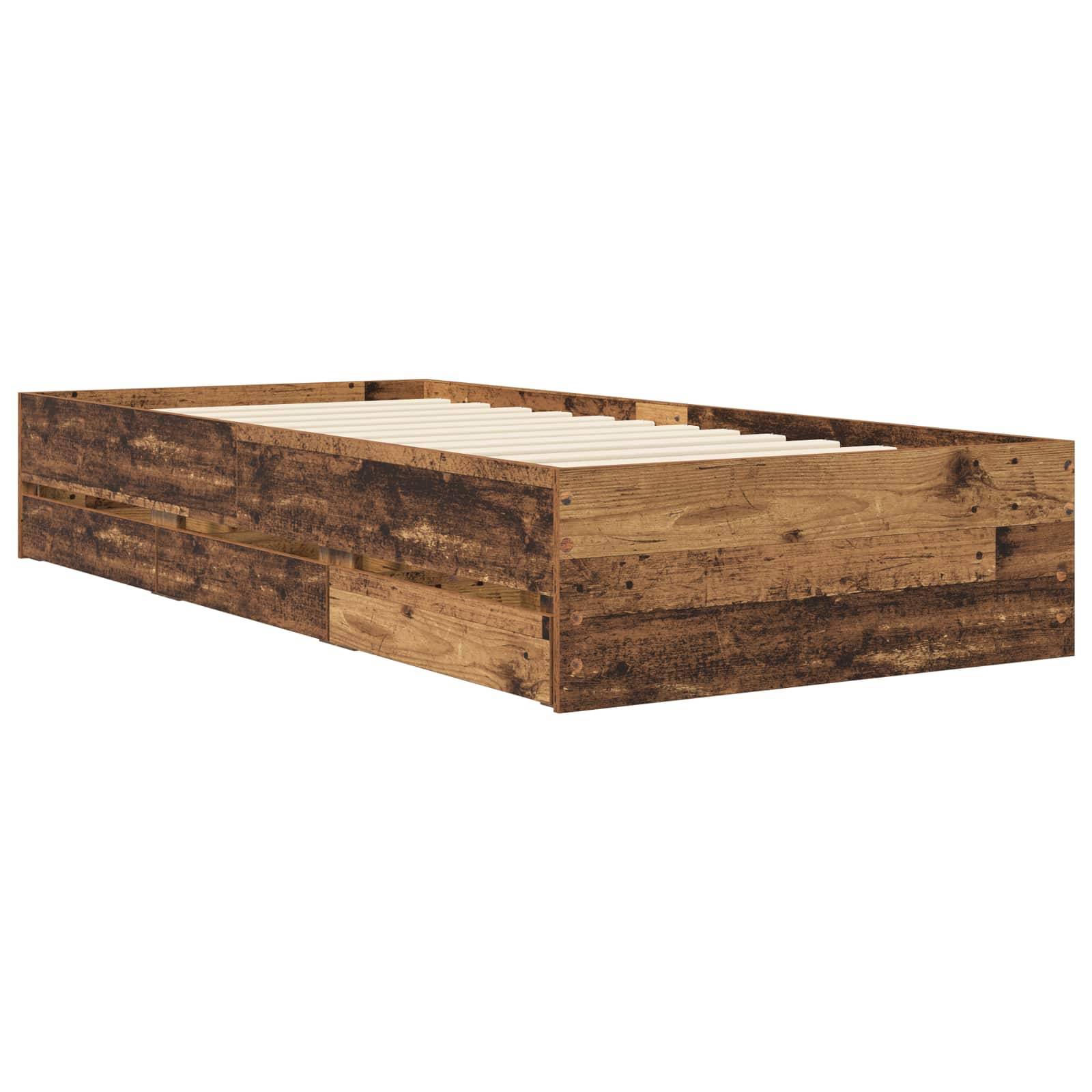 vidaXL Bettgestell mit Stauraum Altholz 80 x 200 cm Holzwerkstoff