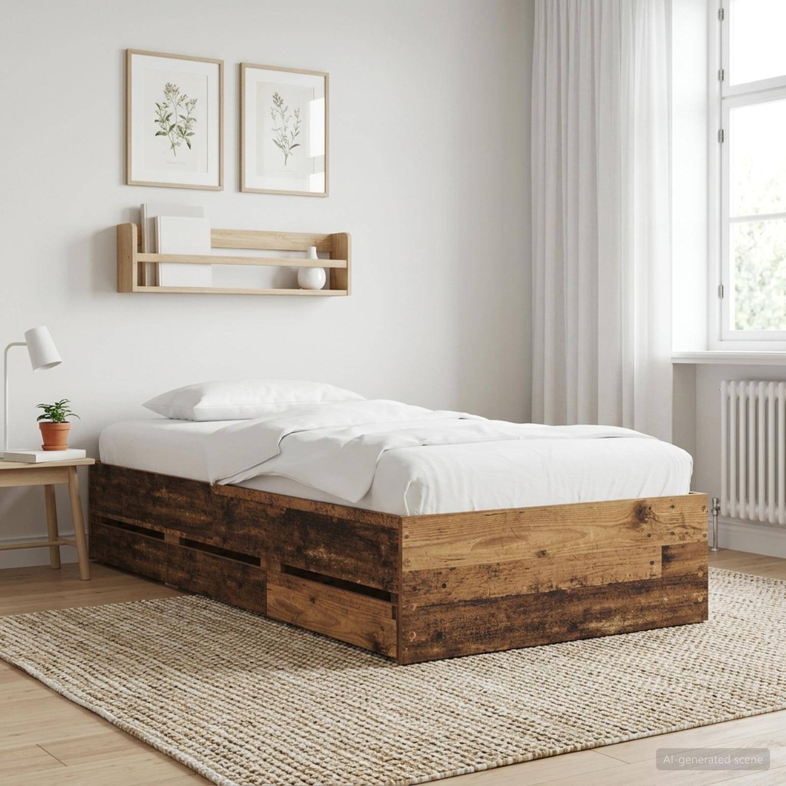 vidaXL Bettgestell mit Stauraum Altholz 80 x 200 cm Holzwerkstoff
