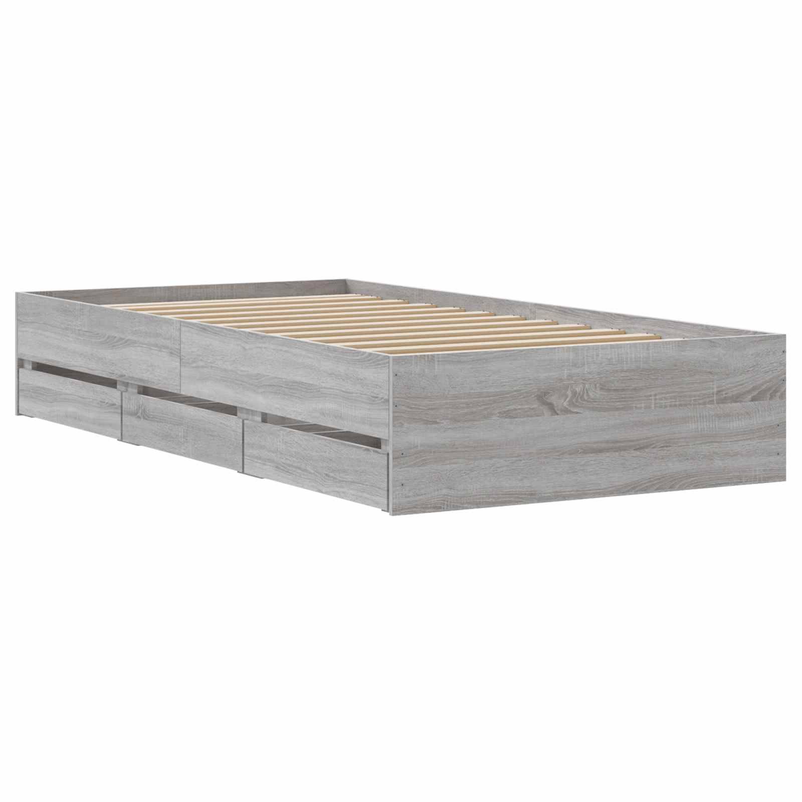 vidaXL Bettgestell mit Stauraum Betongrau 80 x 200 cm Holzwerkstoff