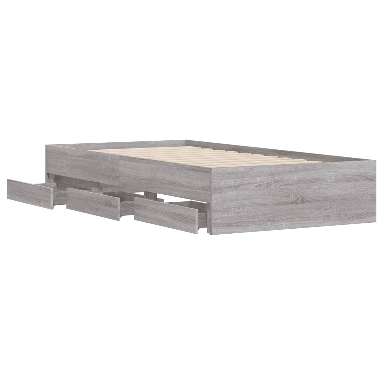 vidaXL Bettgestell mit Stauraum Betongrau 80 x 200 cm Holzwerkstoff