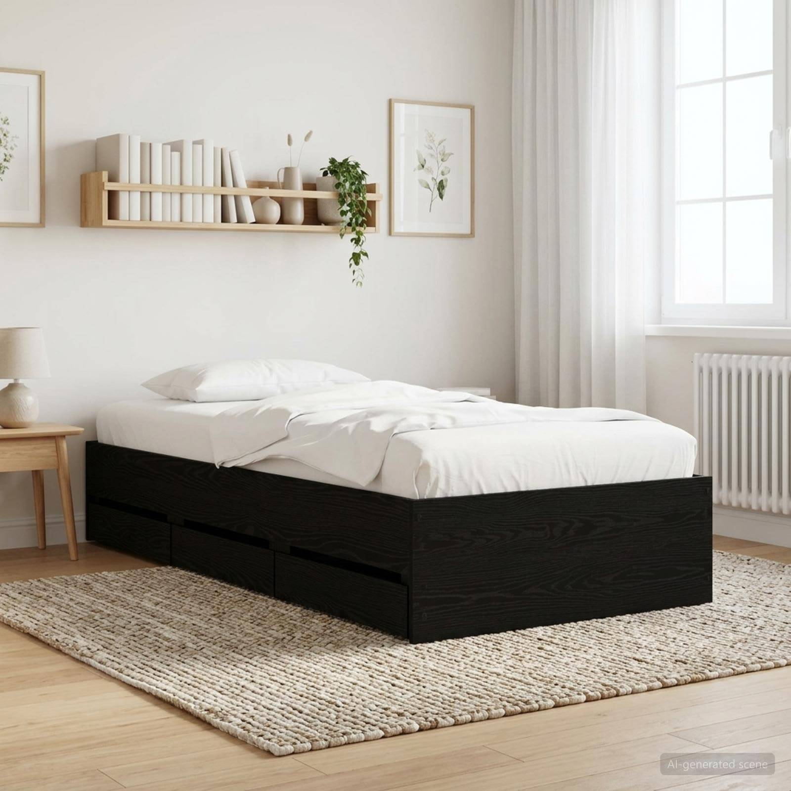 vidaXL Bettgestell mit Stauraum Schwarze Eiche 80 x 200 cm