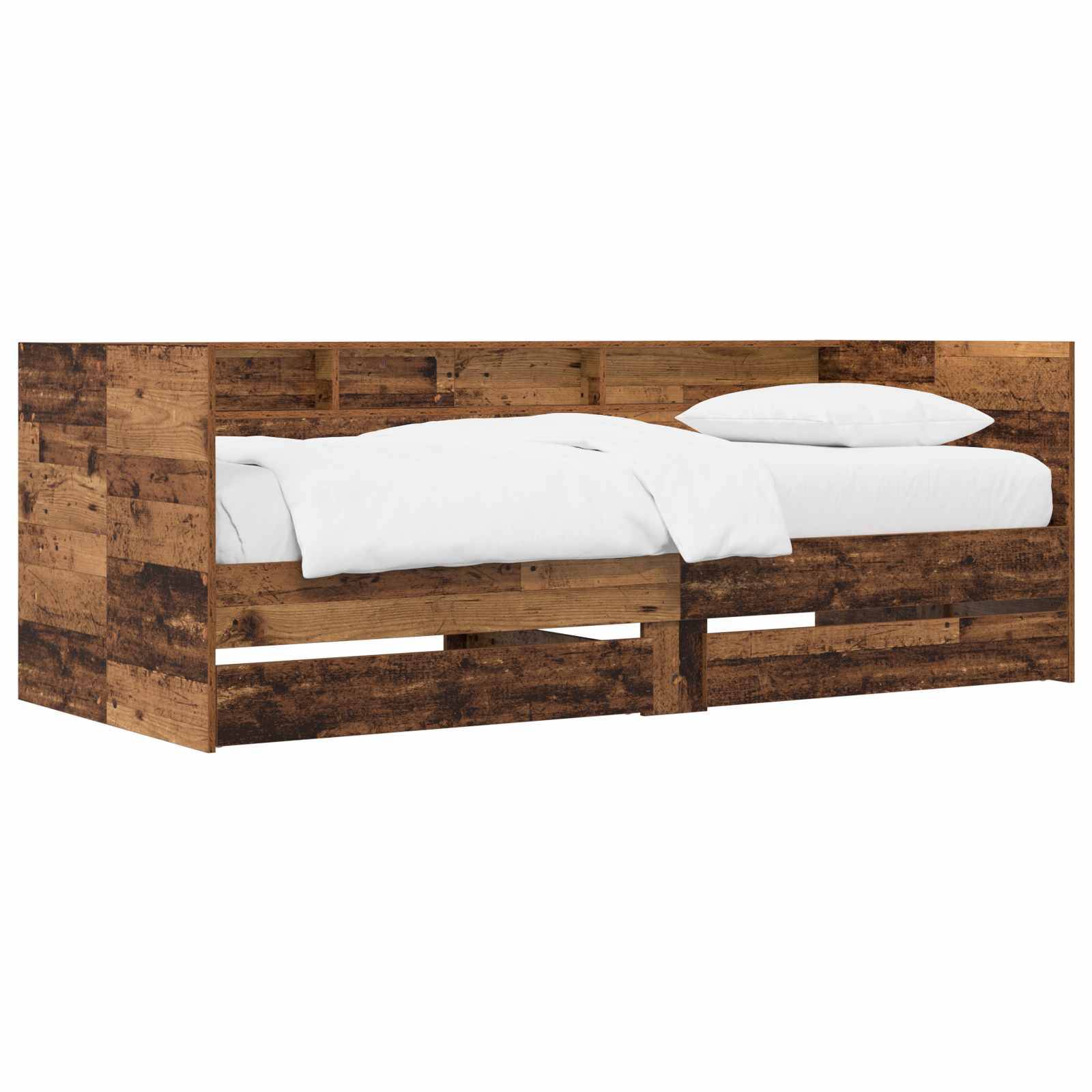 vidaXL Tagesbett mit Schubladen mit Regal Altholz Holzwerkstoff