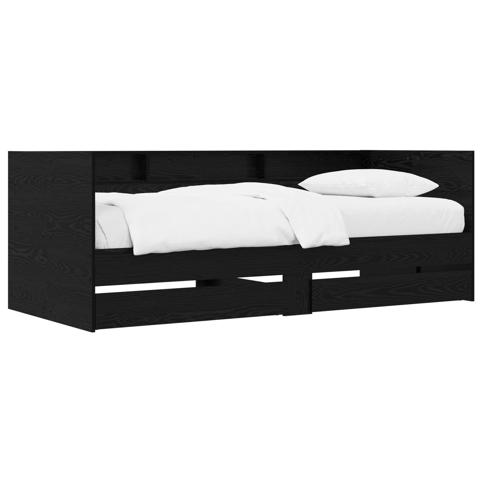 vidaXL Tagesbett mit Schubladen mit Regal Schwarze Eiche Holzwerkstoff