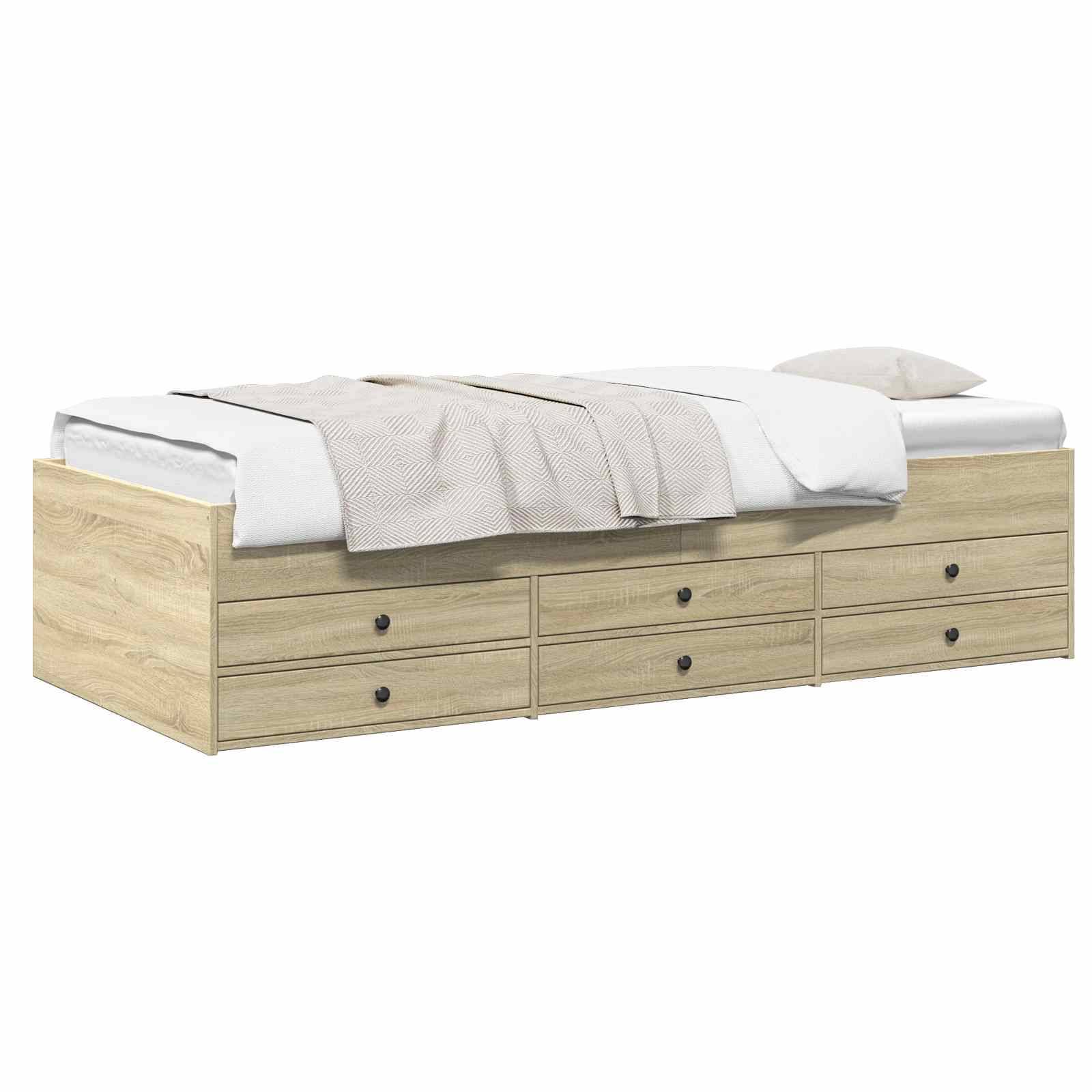 vidaXL Bettgestell mit Stauraum Sonoma-Eiche 80 x 200 cm Holzwerkstoff