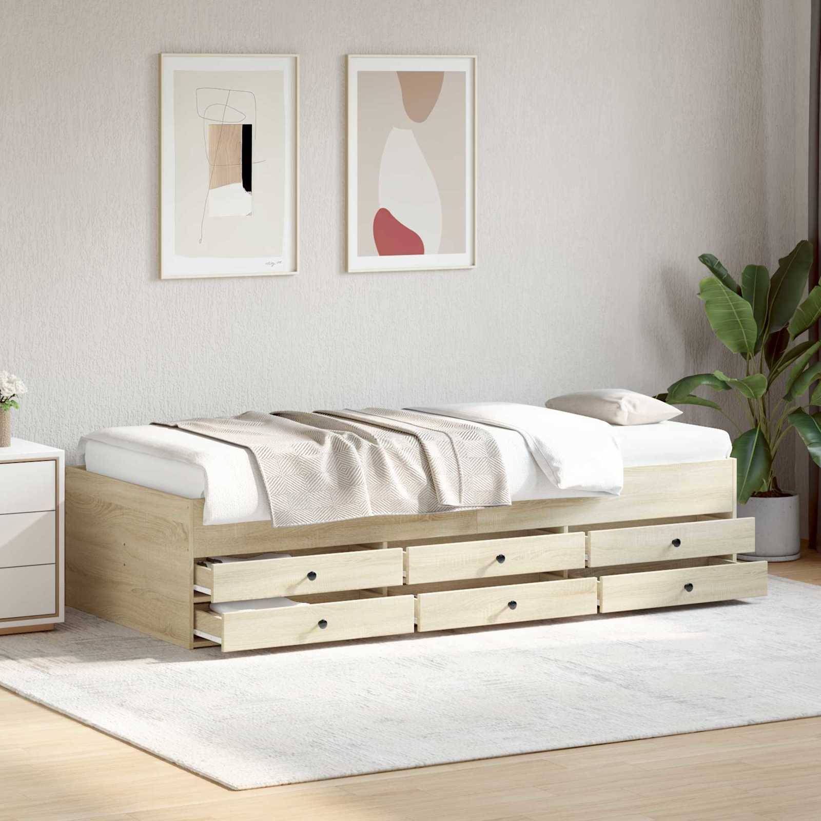 vidaXL Bettgestell mit Stauraum Sonoma-Eiche 80 x 200 cm Holzwerkstoff