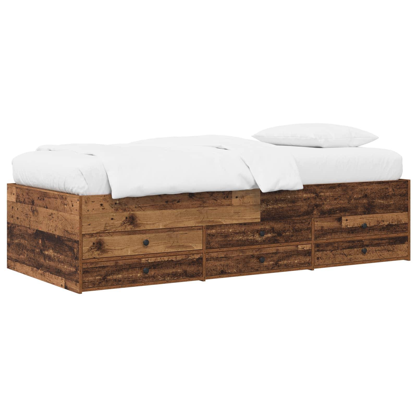 vidaXL Bettgestell mit Stauraum Altholz 80 x 200 cm Holzwerkstoff