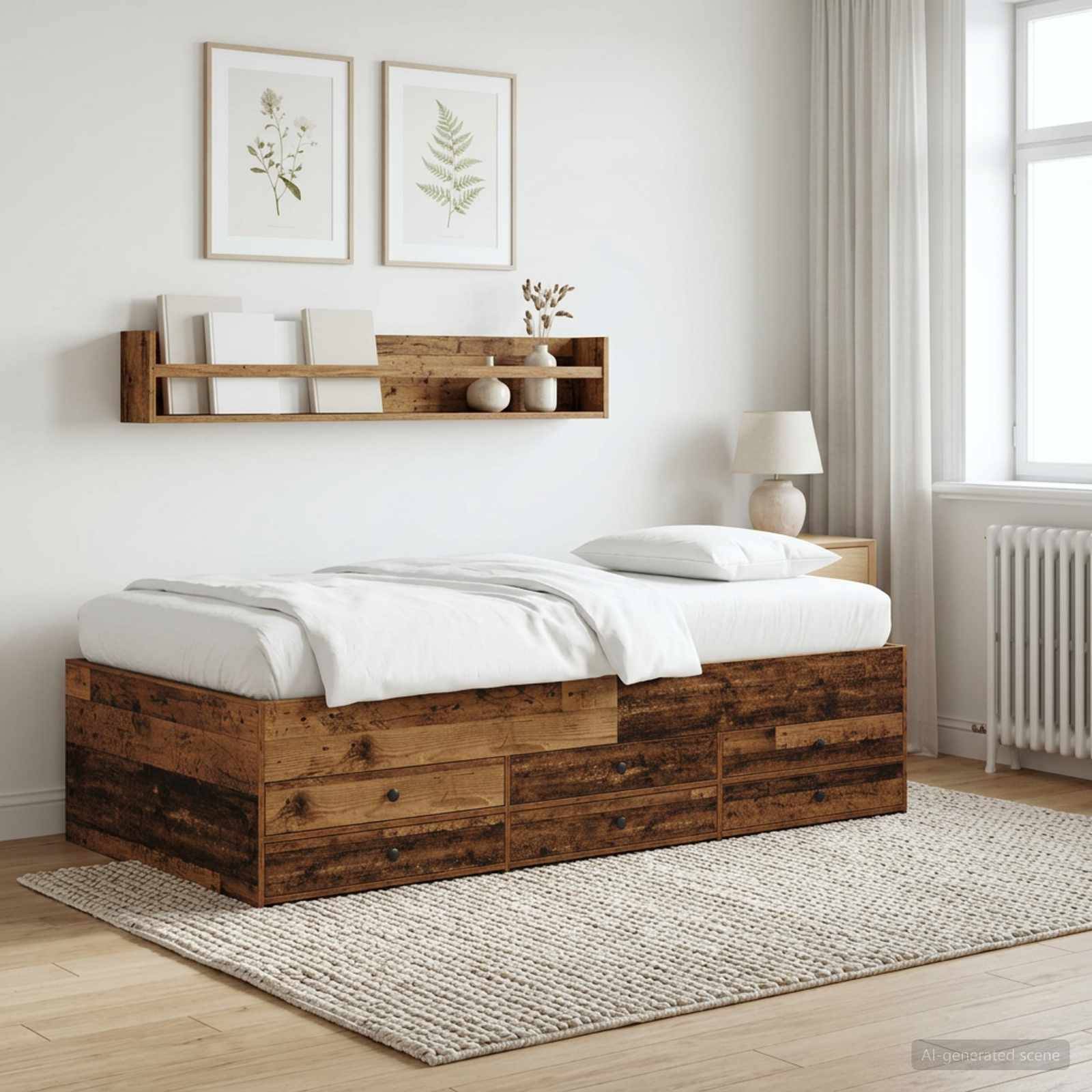 vidaXL Bettgestell mit Stauraum Altholz 80 x 200 cm Holzwerkstoff