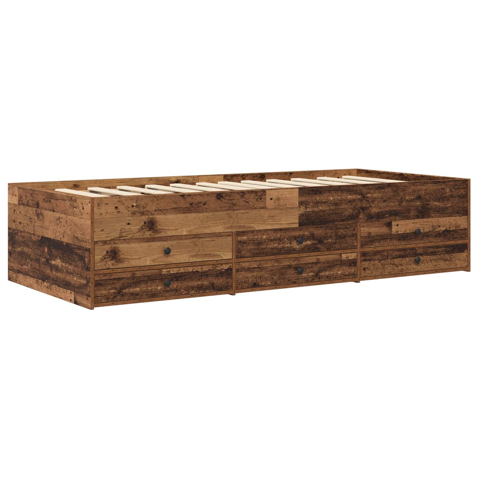 vidaXL Bettgestell mit Stauraum Altholz 80 x 200 cm Holzwerkstoff
