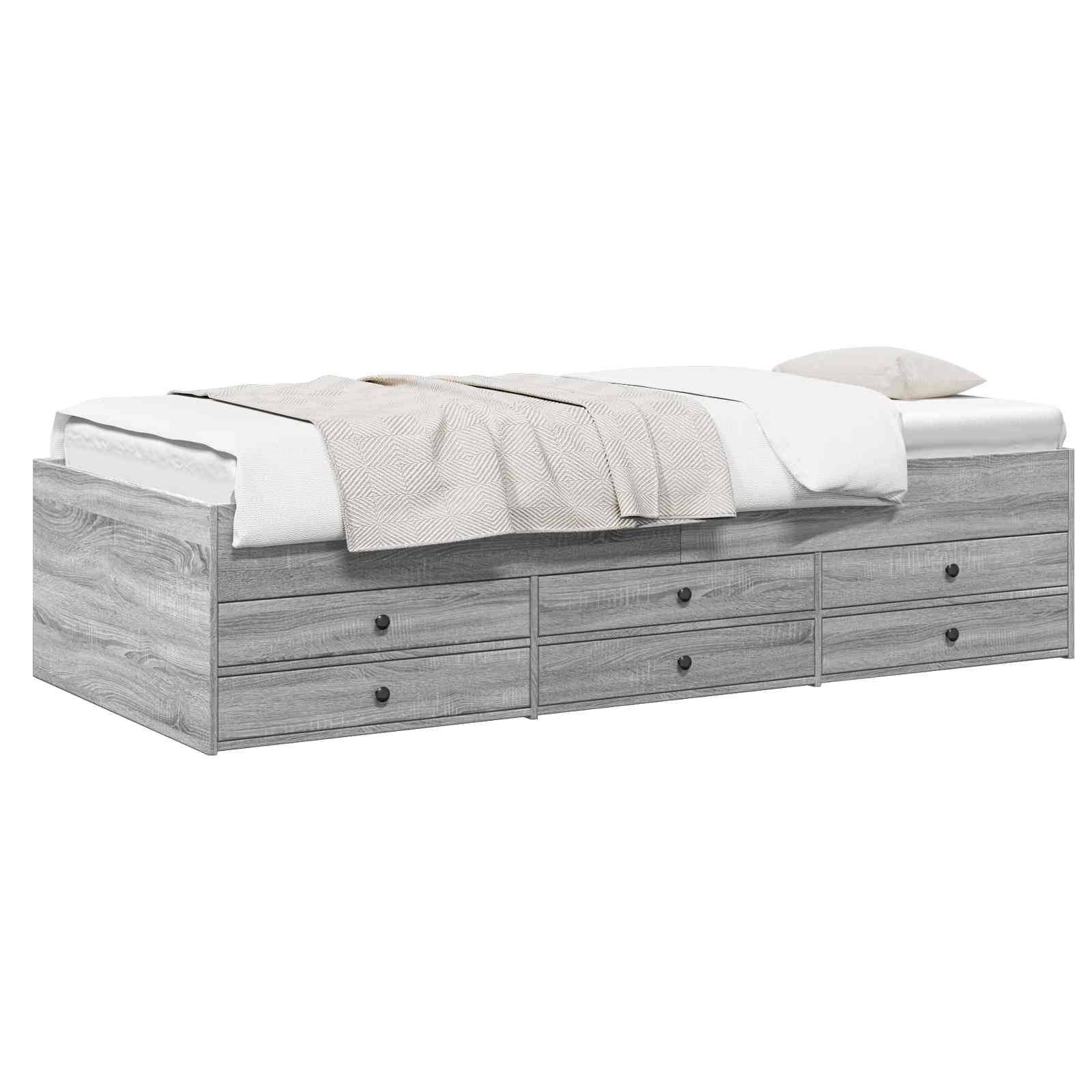 vidaXL Bettgestell mit Stauraum Grau Sonoma 80 x 200 cm Holzwerkstoff