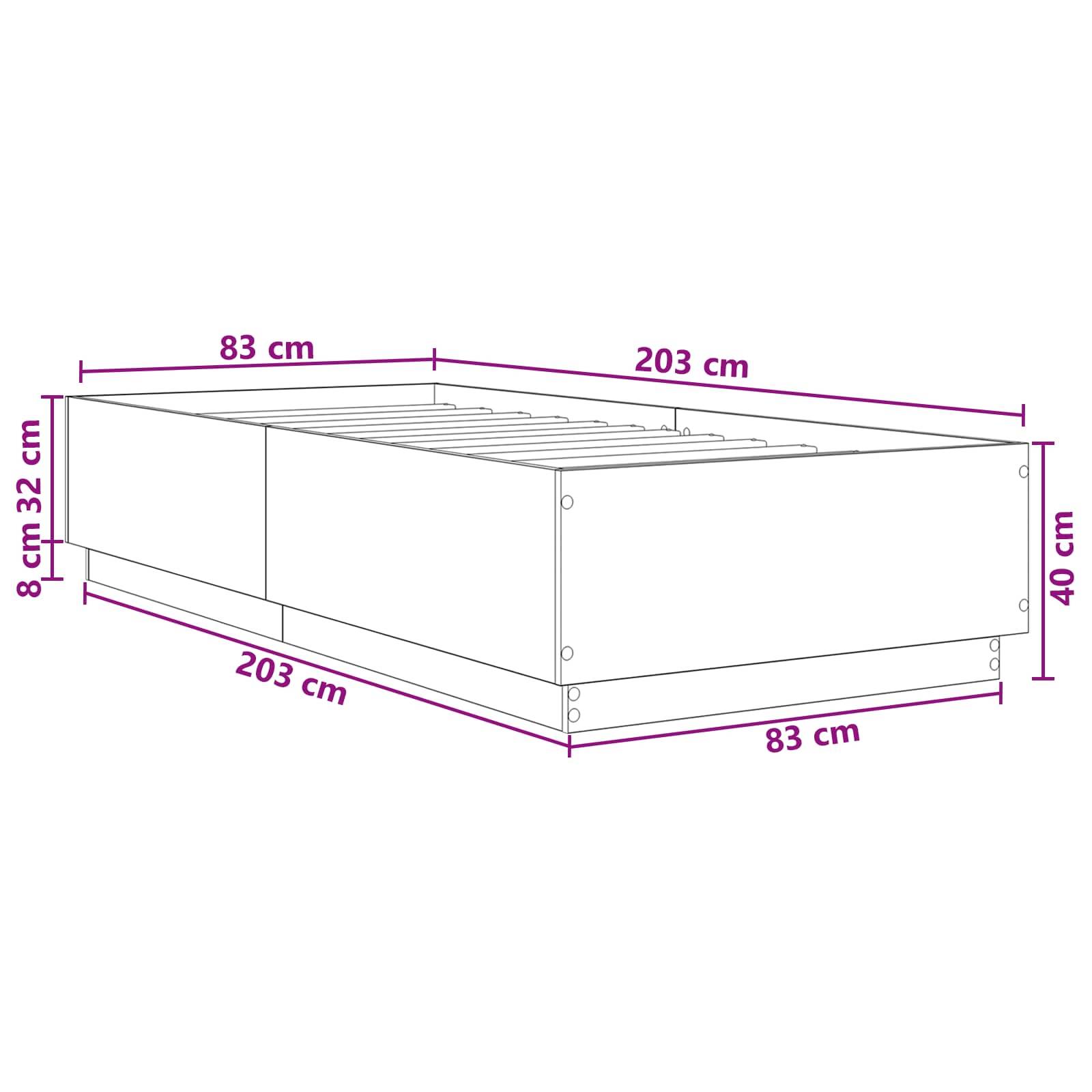 vidaXL Bettrahmen Weiß 80 x 200 cm Holzwerkstoff