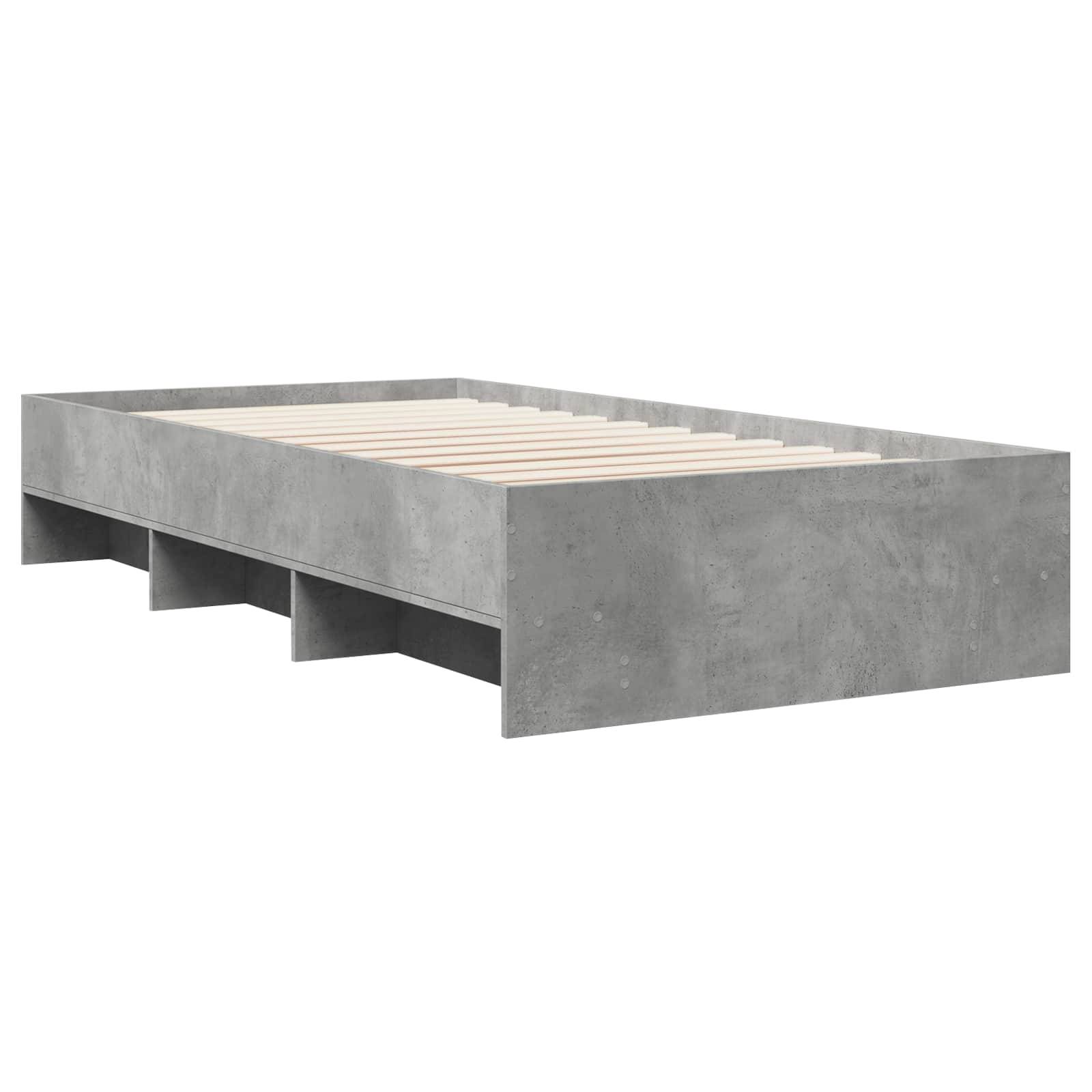 vidaXL Bettrahmen mit Regal Betongrau 80 x 200 cm Holzwerkstoff