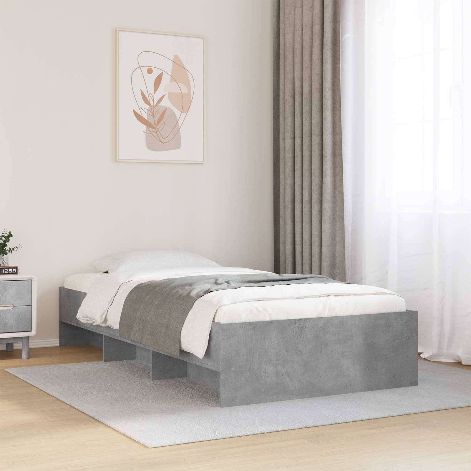 vidaXL Bettrahmen mit Regal Betongrau 80 x 200 cm Holzwerkstoff