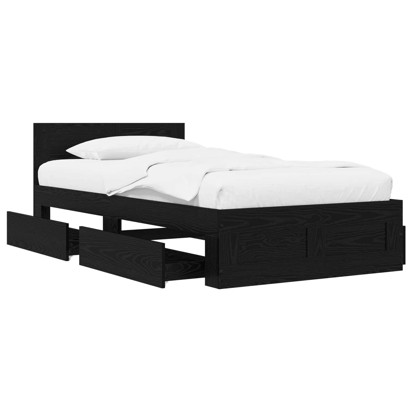 vidaXL Bettrahmen mit Schubladen 2 stk. Schwarze Eiche Holzwerkstoff
