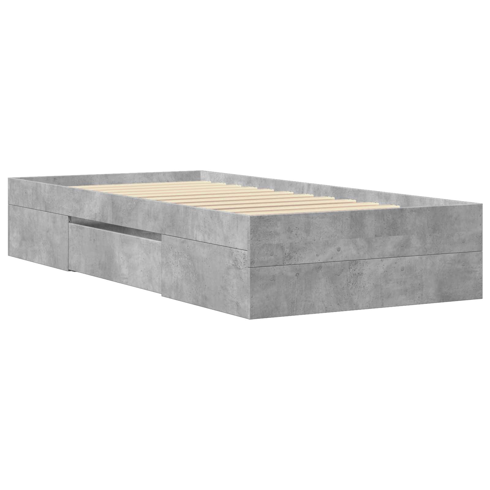 vidaXL Bettgestell mit Stauraum Betongrau 80 x 200 cm Holzwerkstoff