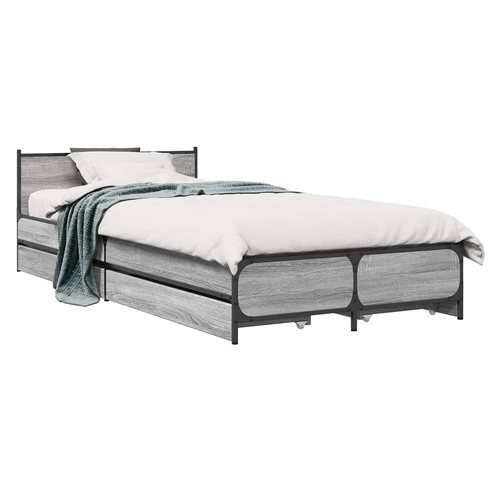 vidaXL Bettgestell mit Kopfteil Grau Sonoma 80 x 200 cm Holzwerkstoff