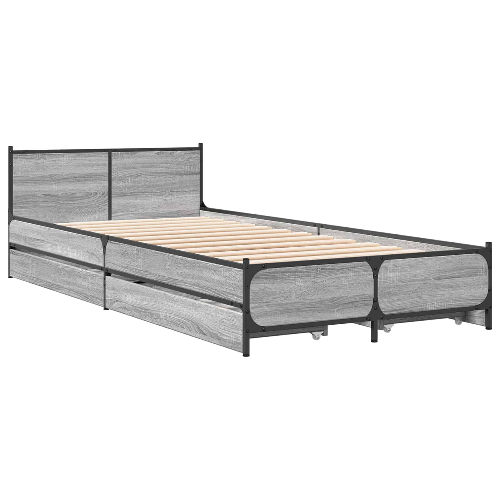 vidaXL Bettgestell mit Kopfteil Grau Sonoma 80 x 200 cm Holzwerkstoff