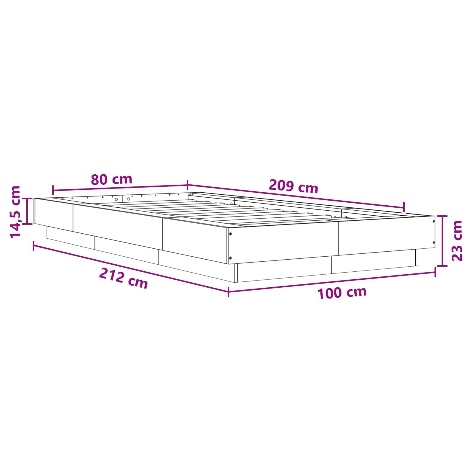 vidaXL Bodenbettgestell Weiß 80 x 210 cm Holzwerkstoff