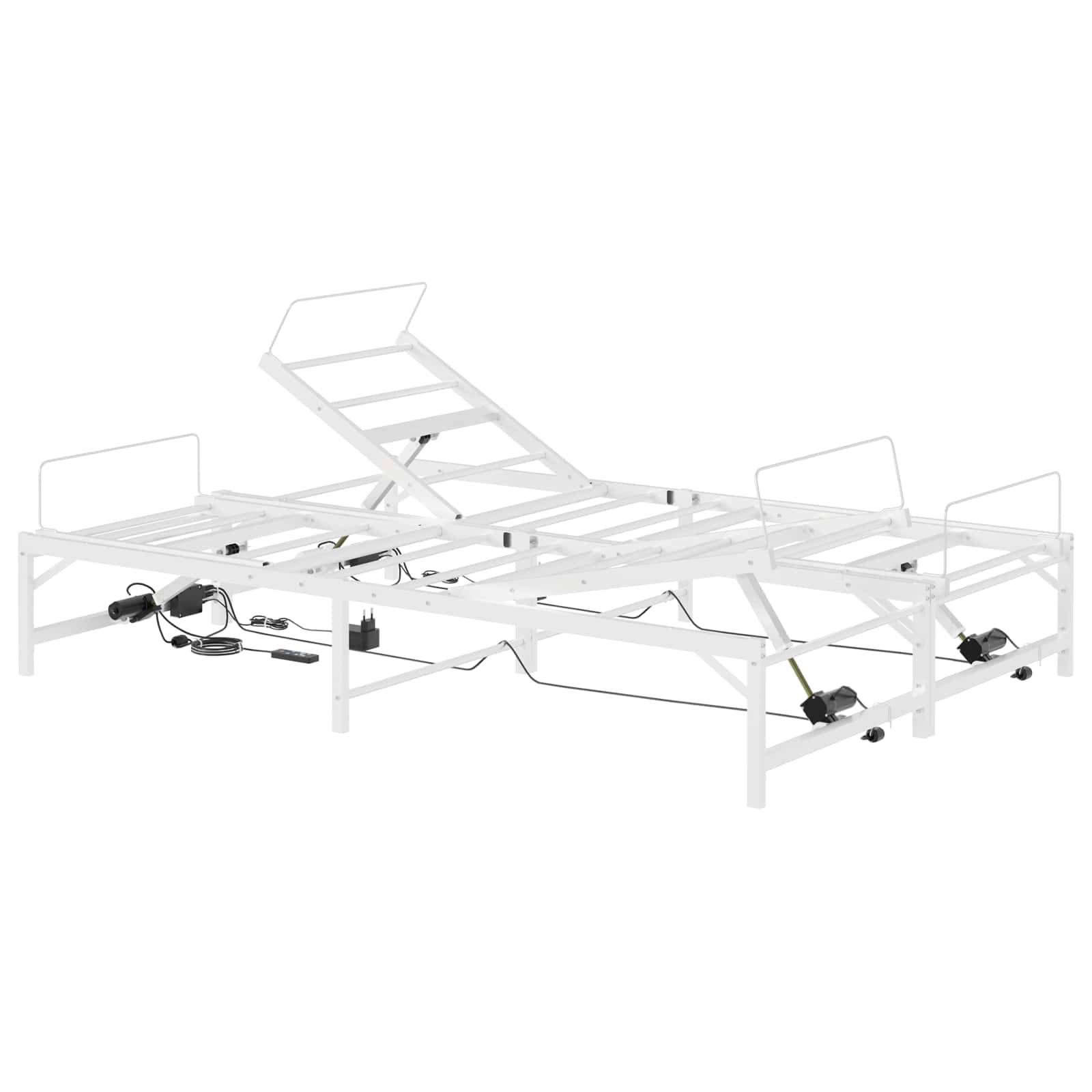 vidaXL Elektrisch verstellbares Bettgestell Weiß 140 x 190 cm Stahl